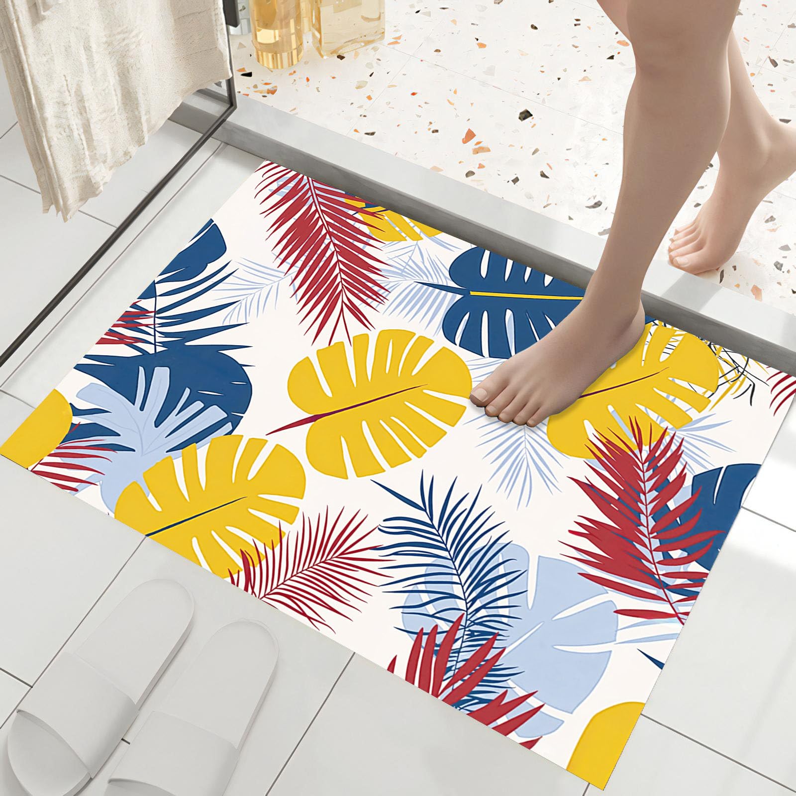 Paillasson d'intérieur monstera 80 x 120 cm premium