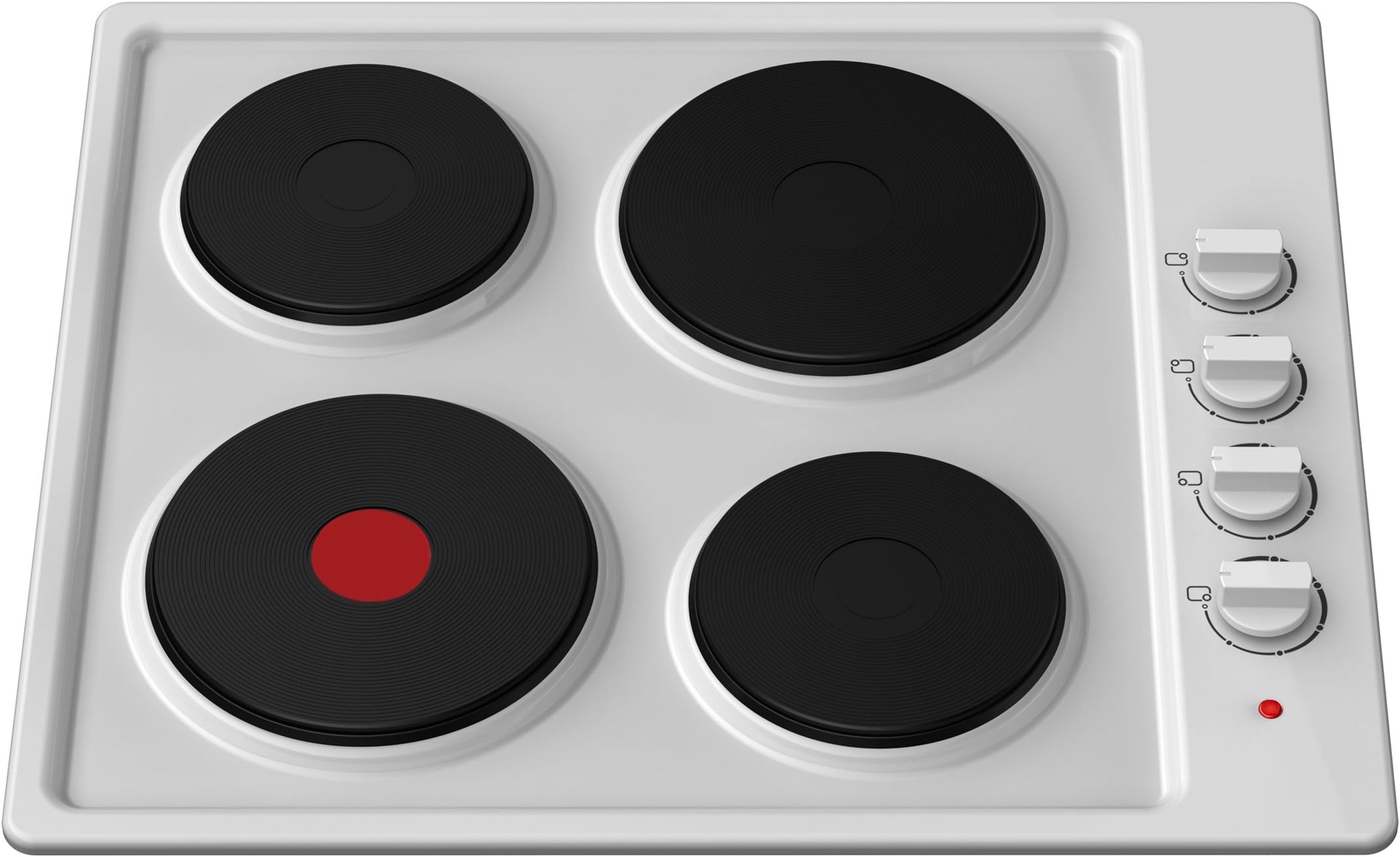 Cookology 60cm White Solid Plate Hob | Enamel Hotplate, 4 Zone, Electric, Built-in, 600mm, SEP600WH