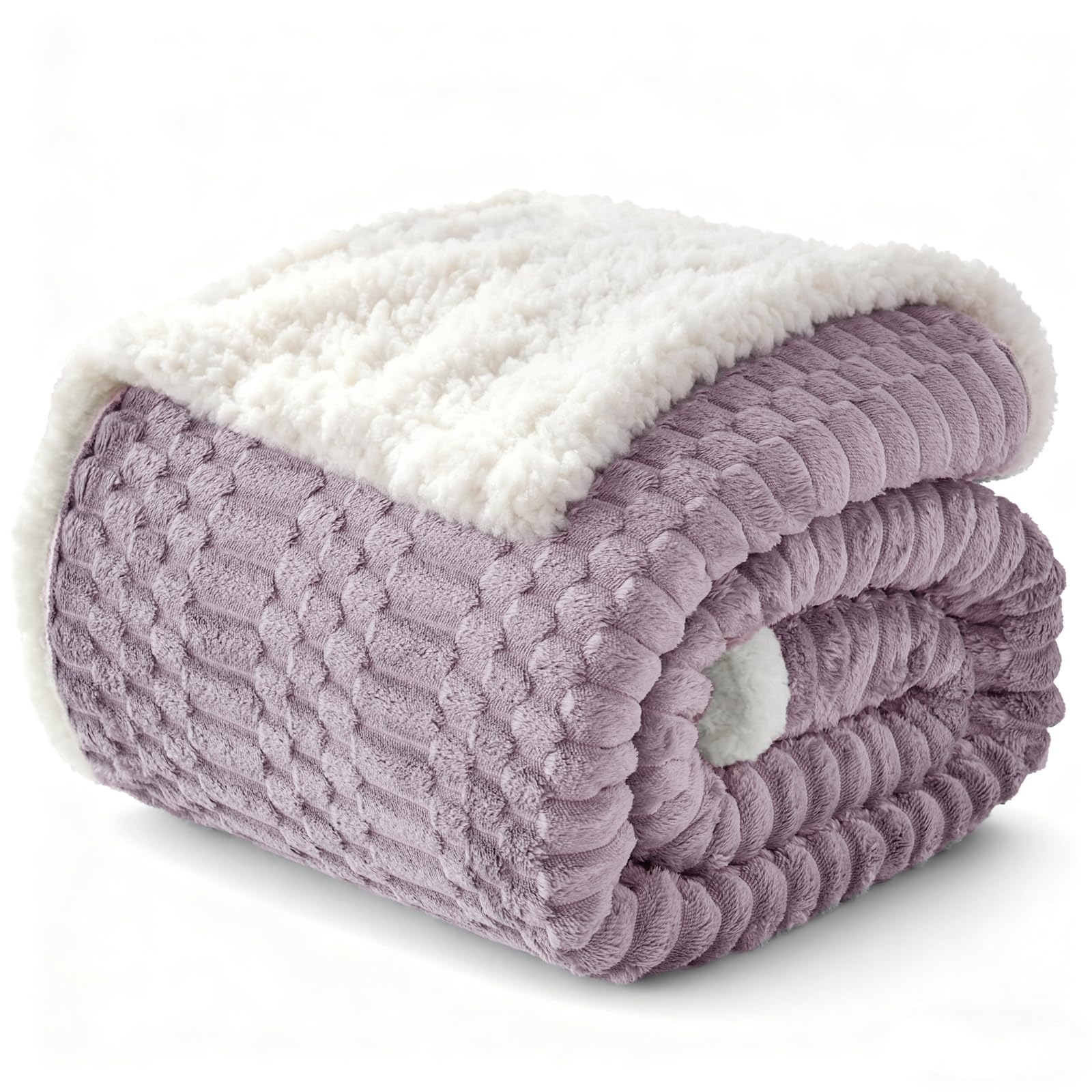 Gracelife Sherpa Throw Blanket for Couch Flannel Cozy Soft Thick Blanket Warm Twin Blanket for Bed Fleece Home Decor Gifts, Z01 - Purple, 200 * 230cm