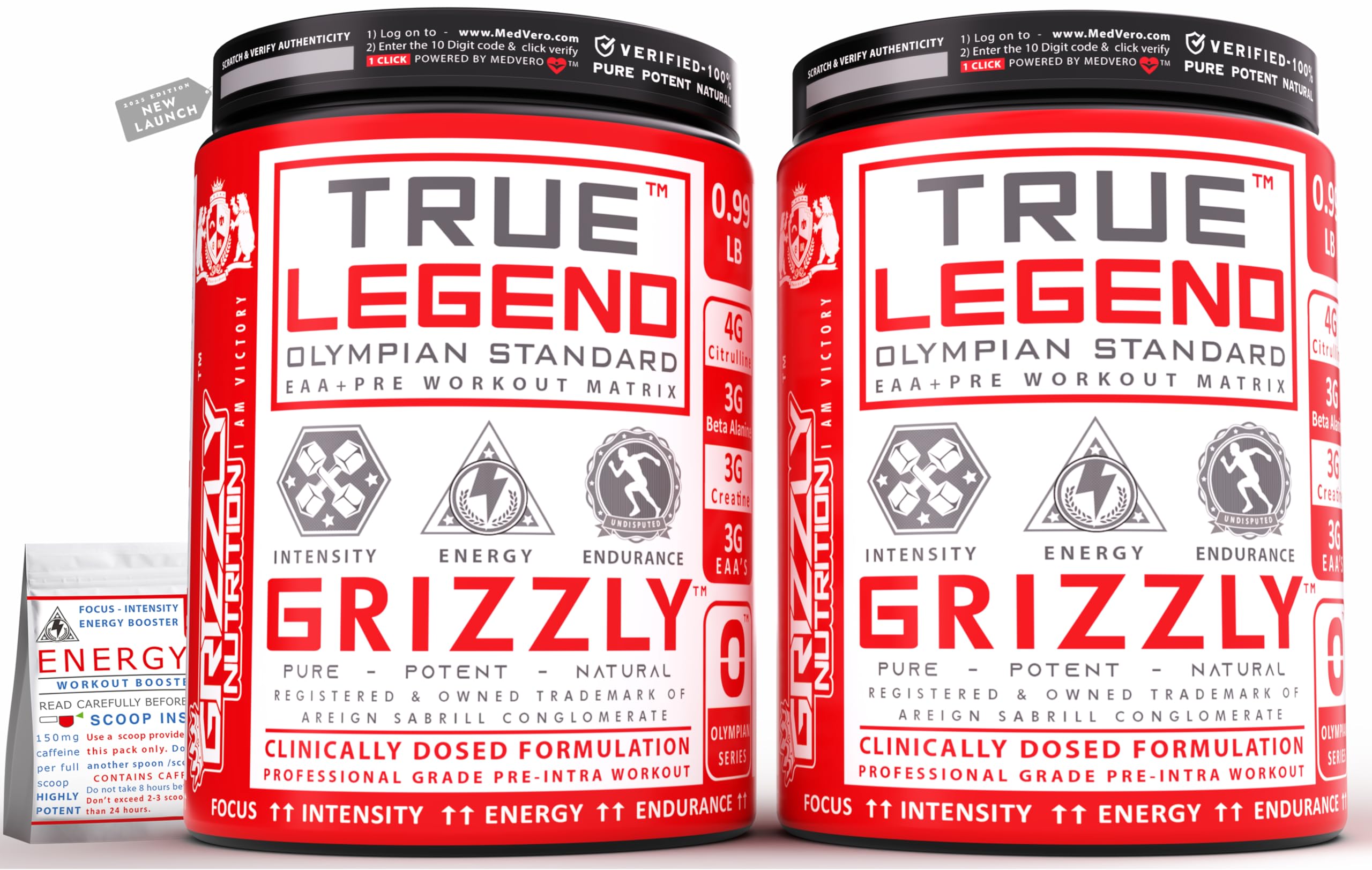 True Legend, Olympian Grade Pre Workout, 900 Gram, 30Gr Energy Caffeine Pack, Citrulline, Theanine, EAA +21 Power Boosters, Kiwi + Lime, Dual Twin Pack, Lab Researched Formula