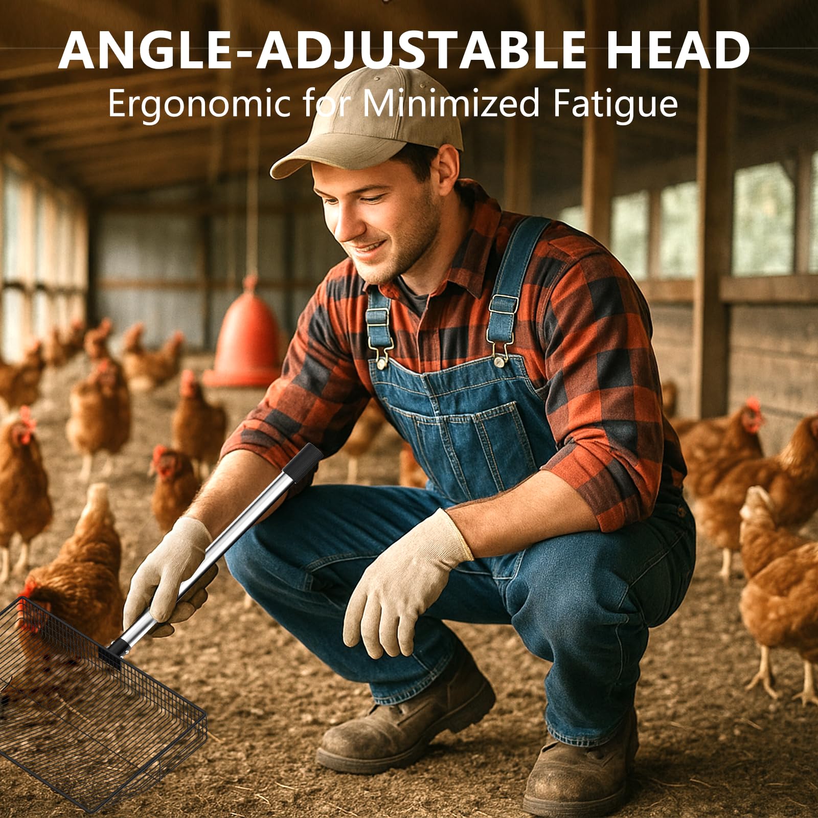 Hühnerkotschaufel, Chicken Poop Scooper, Einstellbare Hühnerschaufel für die Reinigung, Hühnerstall Reinigungswerkzeuge, Siebschaufel für Hühnerstall Trennung (L)