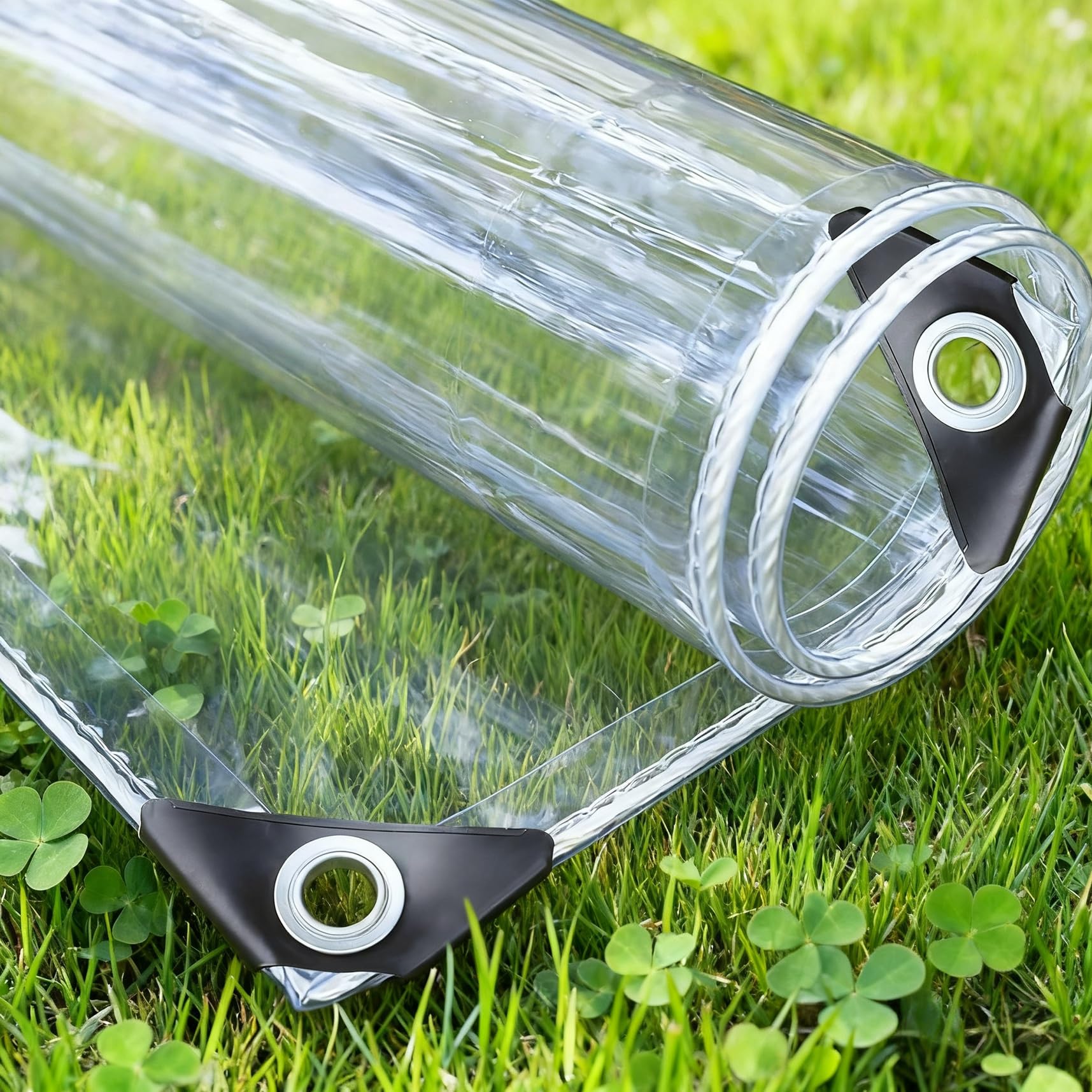Lona transparente con ojales 155x190 cm toldo impermeable y resistente para jardín
