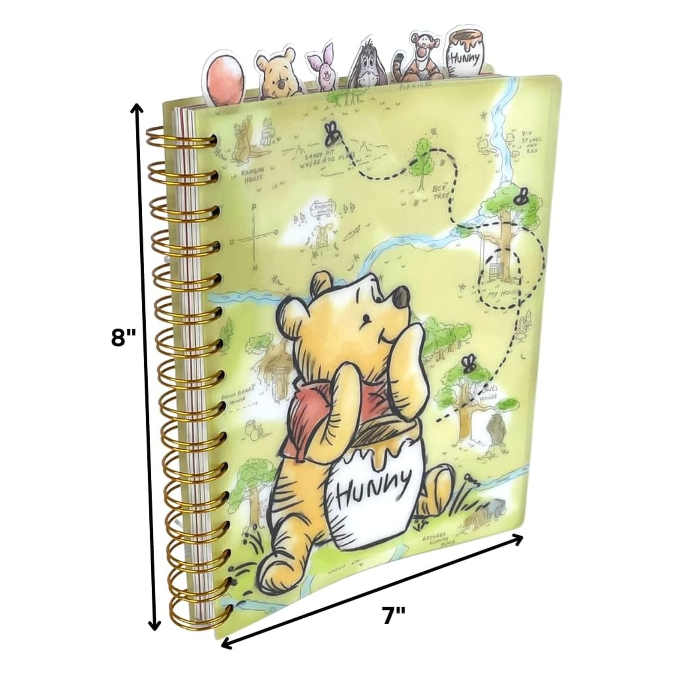 Innovative Designs Disney Winnie the Pooh Tab Journal Notizbuch, Spiralbindung, 144 linierte Seiten, 20,3 x 17,8 cm