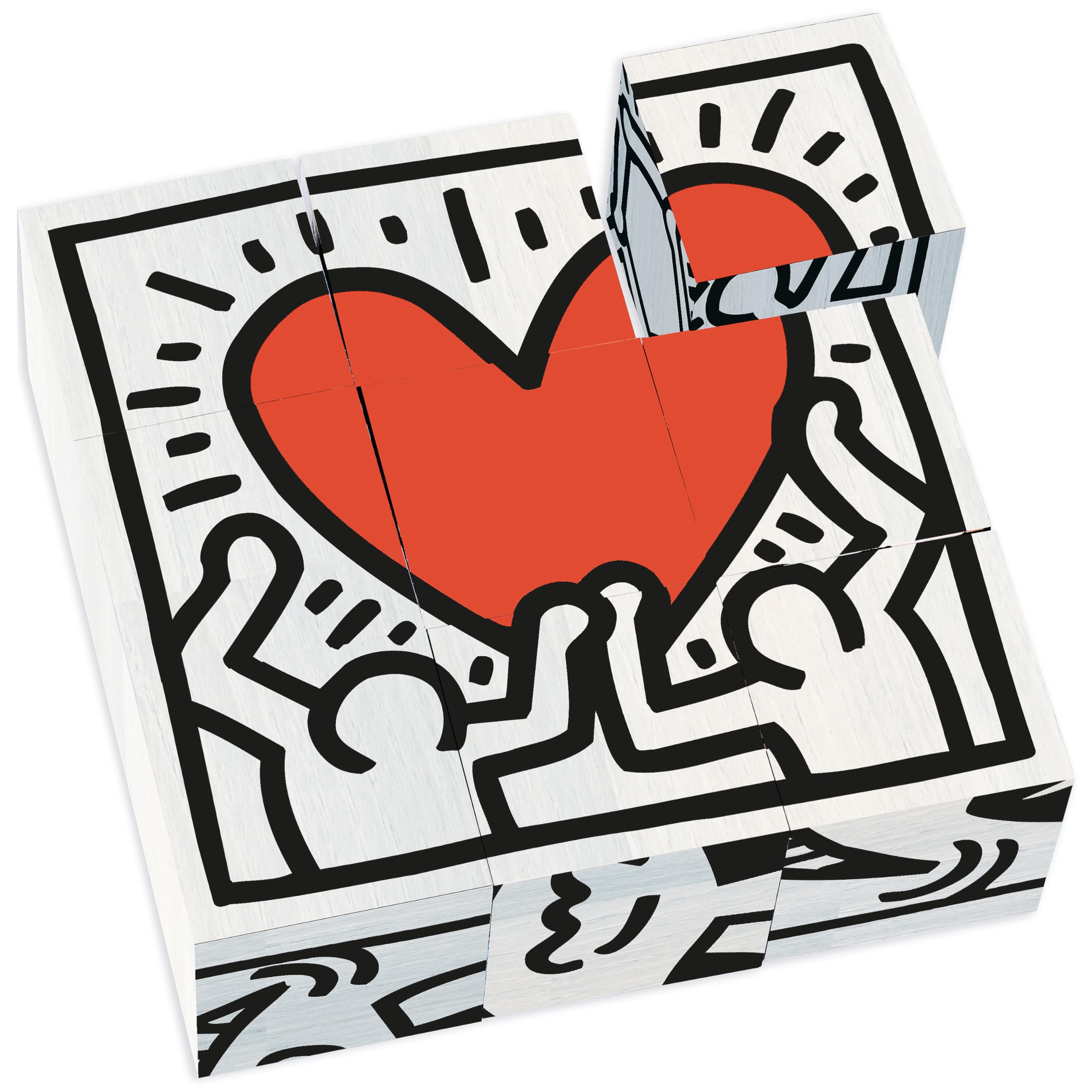 Vilac 6 Puzzles from 9 Cube Set, Educational Block Puzzle, Illustrated by Graphic Designer Keith Haring