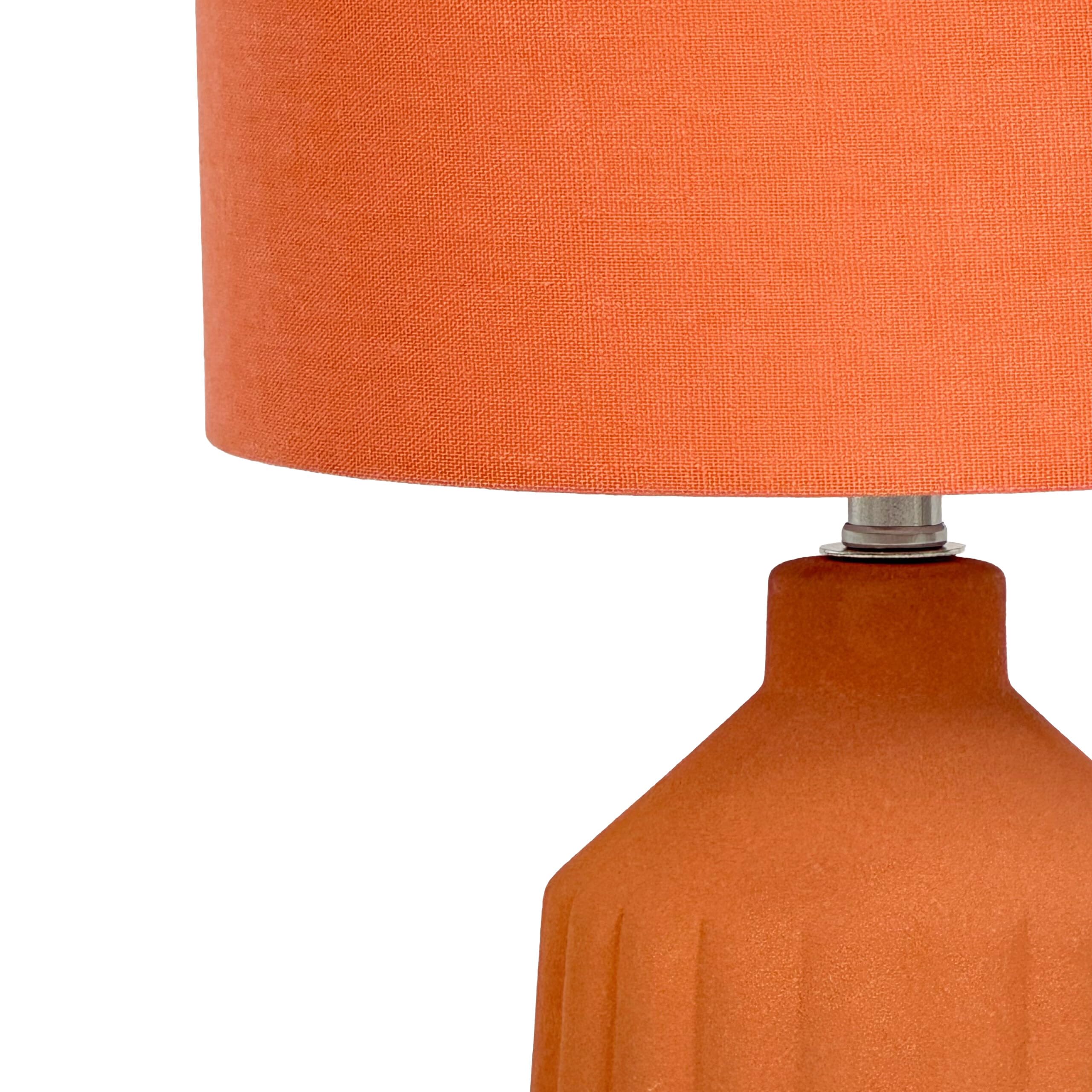 Relaxdays Lampa stołowa, wzorzysta podstawa ceramiczna, abażur z materiału, E27, wys. x śr.: 42 x 23 cm, lampka nocna z kablem, terakota