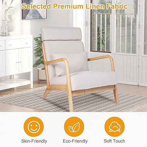 Miniatura 10 de Mecedora deslizante de madera maciza, silla decorativa tapizada con respaldo alto, mecedora para guardería, silla mecedora para sala de estar,