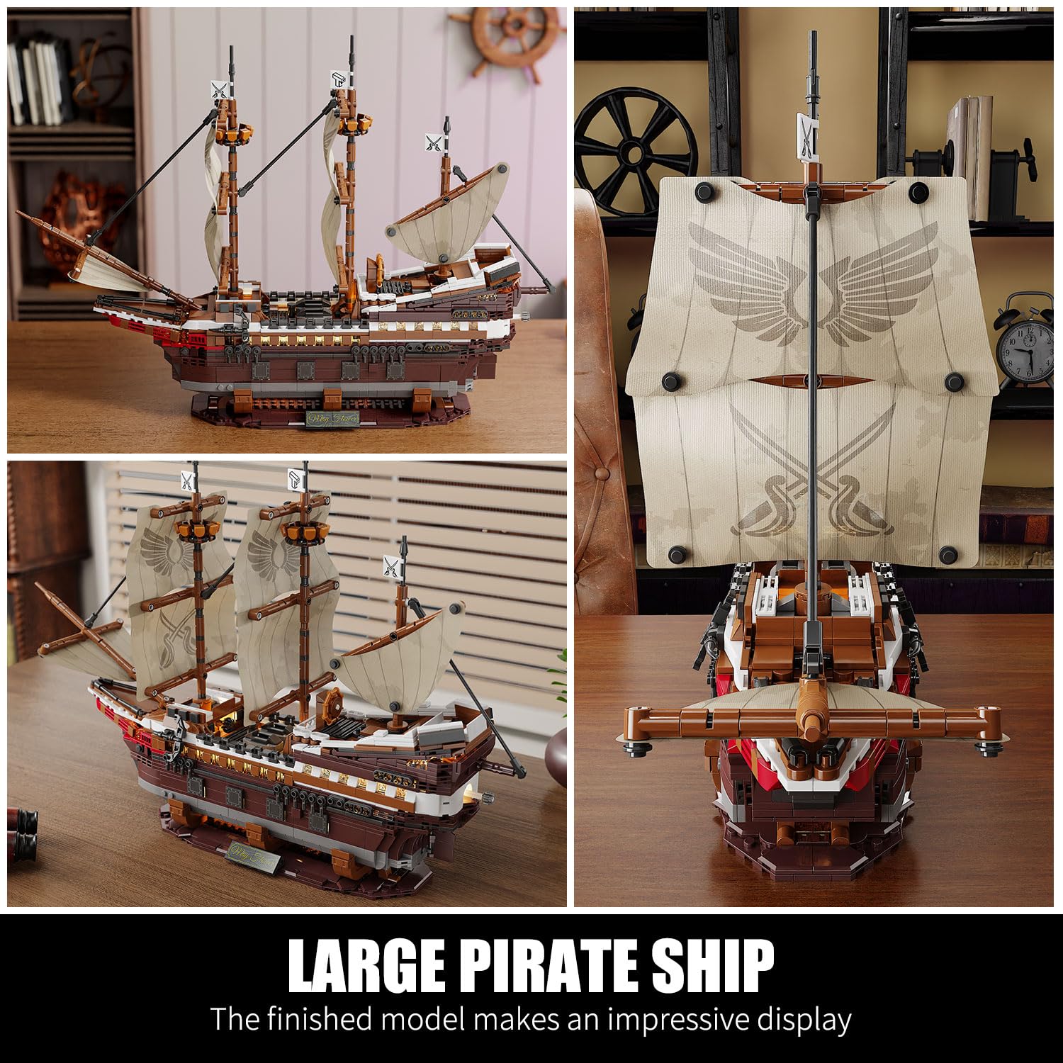 TYCOLE Set di costruzione di navi pirata con luci - Modello di nave giocattolo Mayflower,ottima decorazione per casa e ufficio, ideale per adulti e ragazzi dagli 8 ai 14 anni come regali (2076 pezzi)