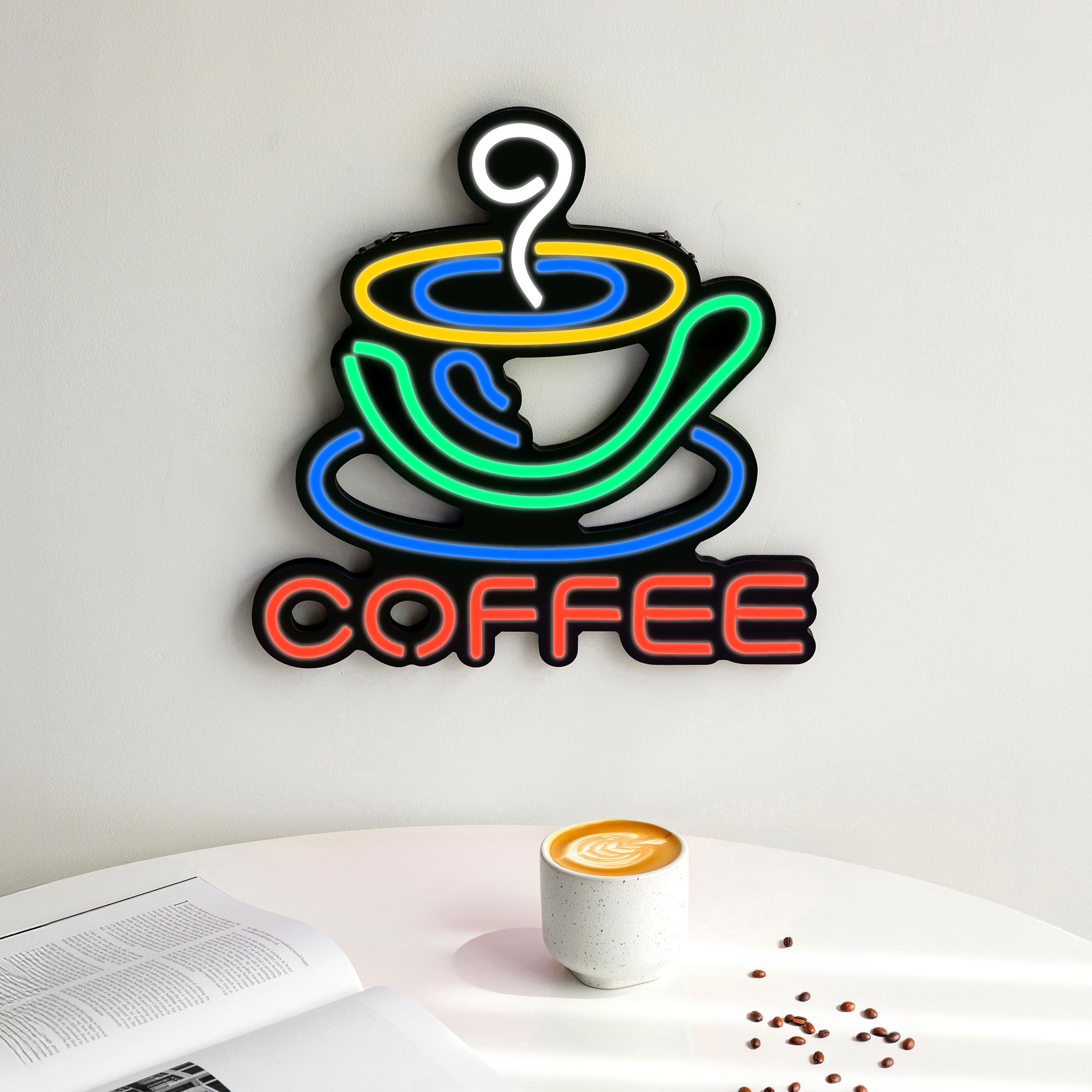 YALLOVE Enseigne Néon LED à Intensité Variable Avec Télécommande Pour Café, Magasin, Restaurant, Boutique (découpée à La Forme, 42 X 33 X 1,1 Cm