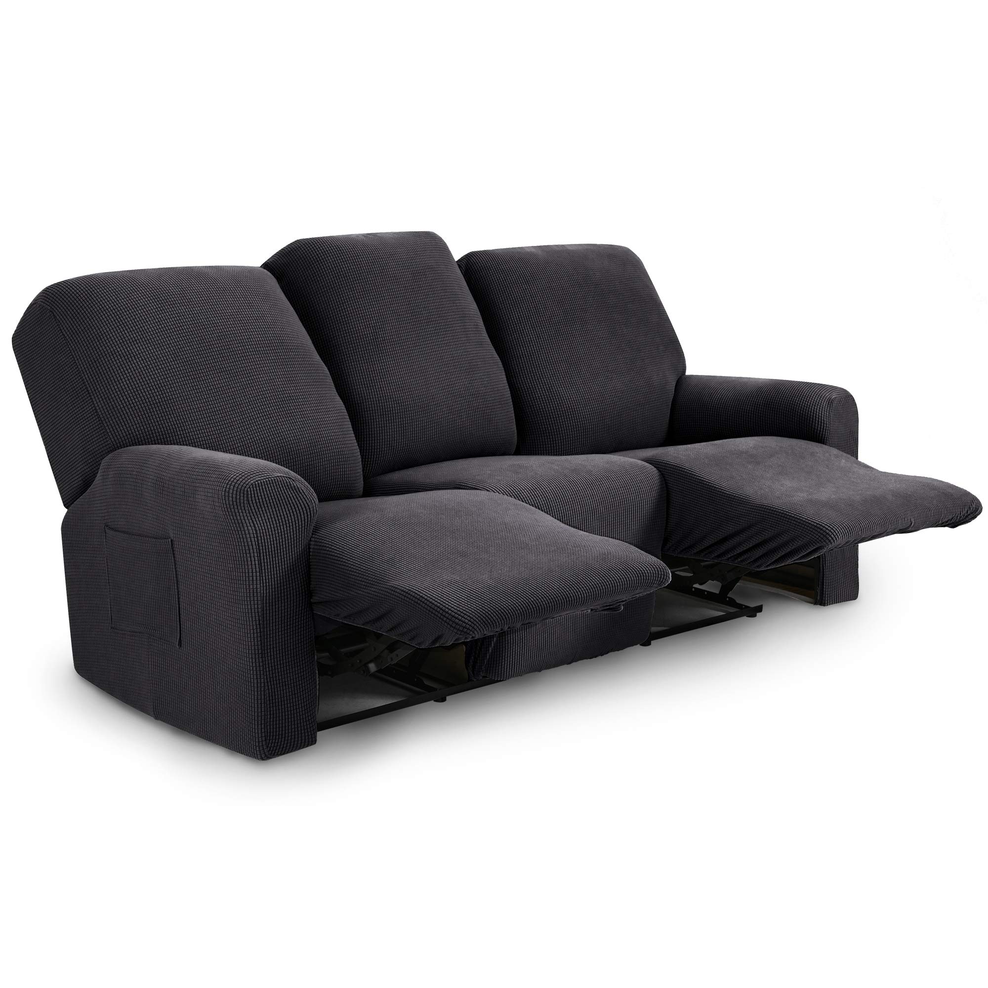 TIANSHU 3 Posti Fodera per Poltrona Reclinabile, Fodera per Poltrona Reclinabile Jacquard, Fodera per Divano Reclinabile Elasticizzata (Poltrona Reclinabile, Grigio)