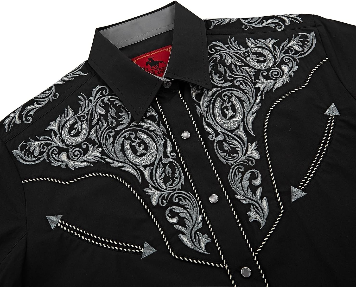 Men's Western Cowboy Shirt Embroidered Long Sleeve Casual Button Down Shirt - Image 2