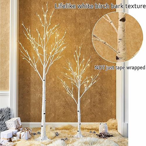 Miniatura 4 de Fudios Árboles iluminados para interiores de 4 pies con 160 luces LED de eucalipto artificial con luces para exteriores, planta falsa para