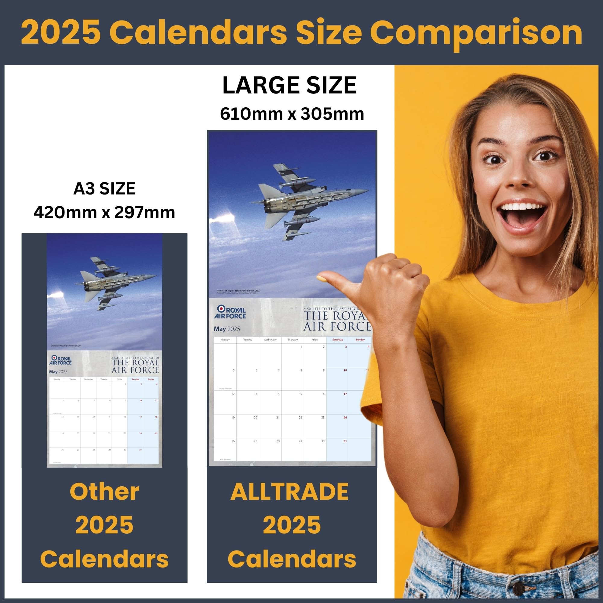 Calendar 2025 UK Holidays RAF Royal Air Force Salute To The Past OFFICIAL Large 2025 Calendar Eco-Friendly - Image 3