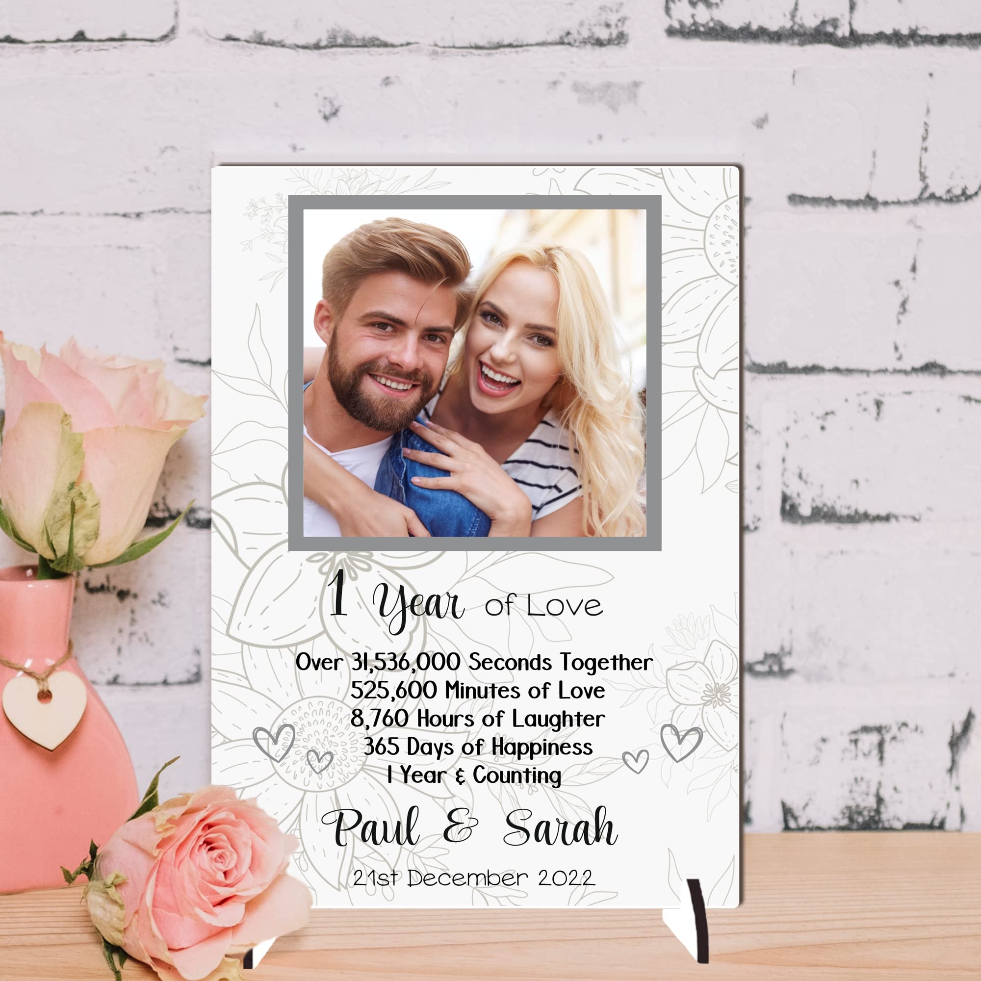 Personalised Anniversary Plaque - Custom A5/A4 MDF & Acrylic Sign - Milestone Anniversaries (1st, 25th, 30th, 35th, 40th, 45th, 50th, 55th, 60th (1. 1st Anniversary, Mdf Wood A5 21cm x 15cm) โ image 1