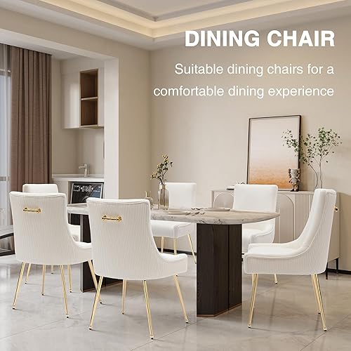 Miniatura 6 de adochr Modern Leisure - Juego de 2 sillas de comedor de terciopelo, sillas tapizadas de terciopelo con patas de metal dorado, silla decorativa de