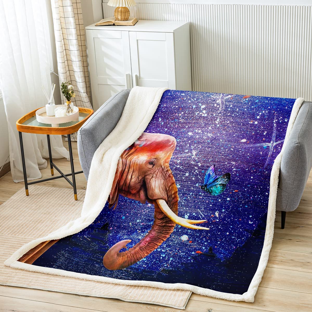 Coperta in pile con motivo animali selvatici, per letto e divano