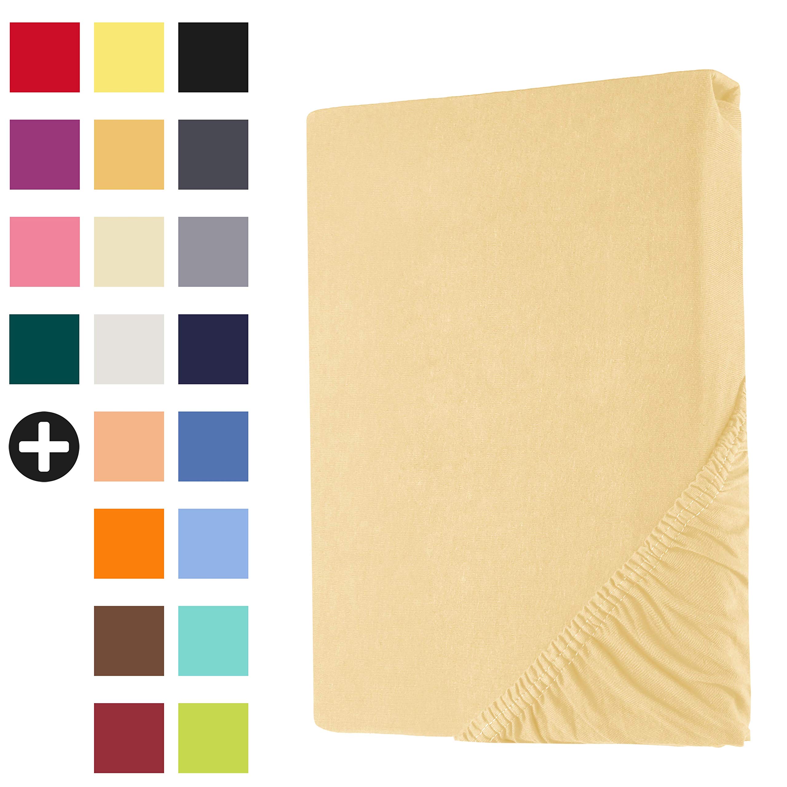 Heim24h Topper Fitted Sheet Jersey 100% Cotton Bed Sheet for Box Spring Bed with Height of 7 to 14 cm Beige 140 x 200 - 160 x 200 cm โ image 1