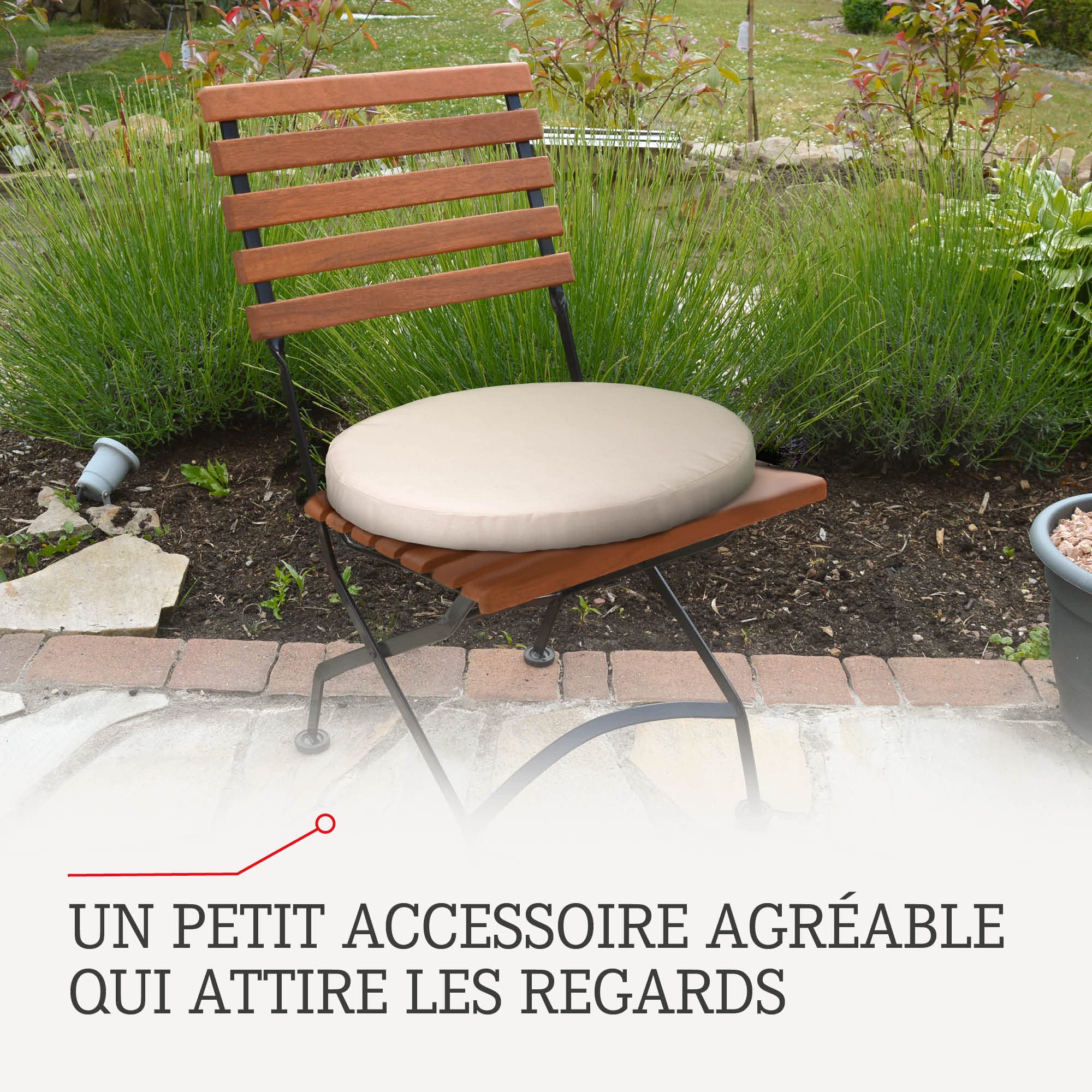 Beo Galette Chaise Ronde Ø40 Cm Beige Clair - Coussin Siège Lavable Intérieur Extérieur Respirant Fabriqué En UE