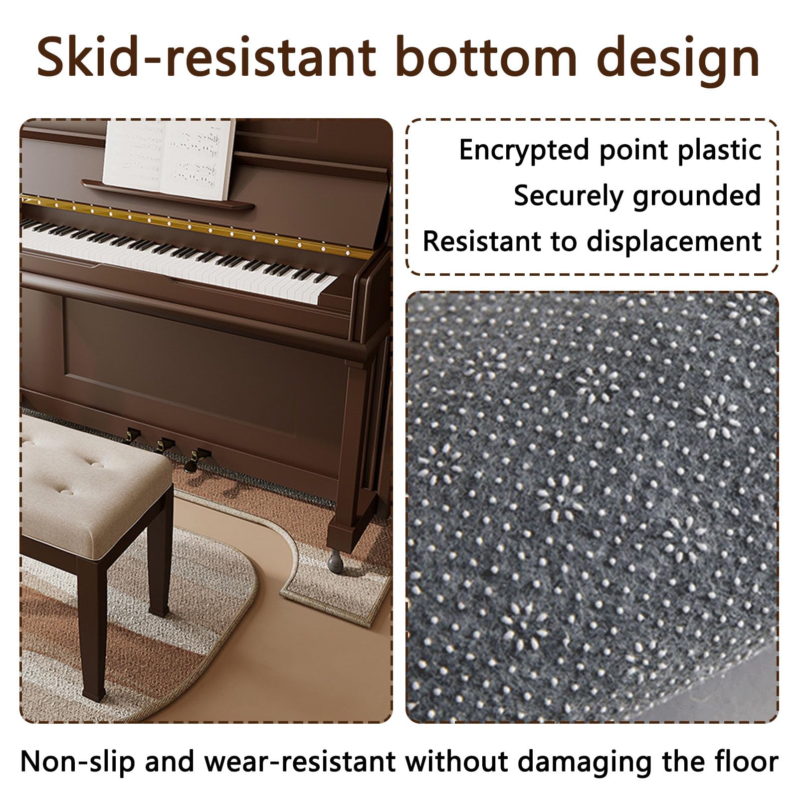 Tappetino antiscivolo fonoassorbente fonoassorbente Tappetino assorbente Tappeto fonoassorbente per pianoforte, Tappeto per pianoforte verticale Tappeto per pianoforte verticale O 70*160cm+110*110cm