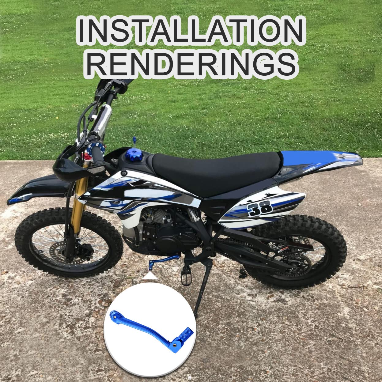GOOFIT Leva Cambio Pieghevole Pedalina Moto Universale Sostituzione per 50cc 70cc 90cc 110cc 125cc Scooter Pit Bike Dirt Bike Ciclomotore Blu