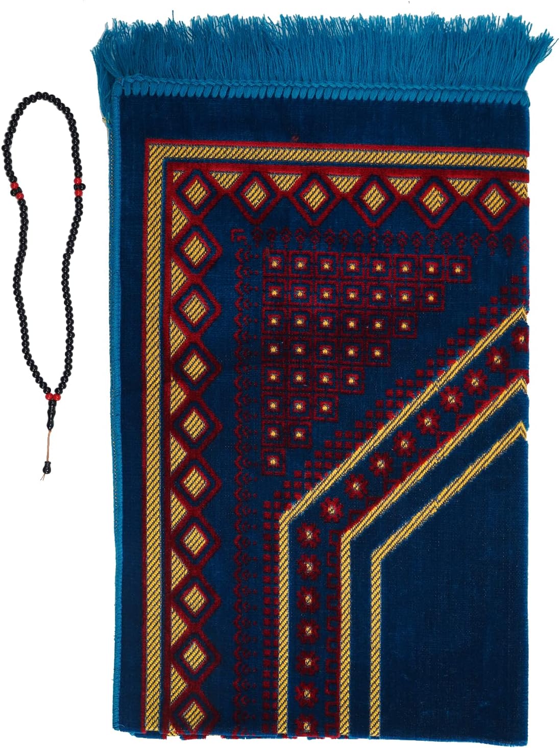 Prayer Mat (+ FREE Prayer Beads Tasbih) Islamic Namaz Lightweight soft Muslim Carpet Turkish