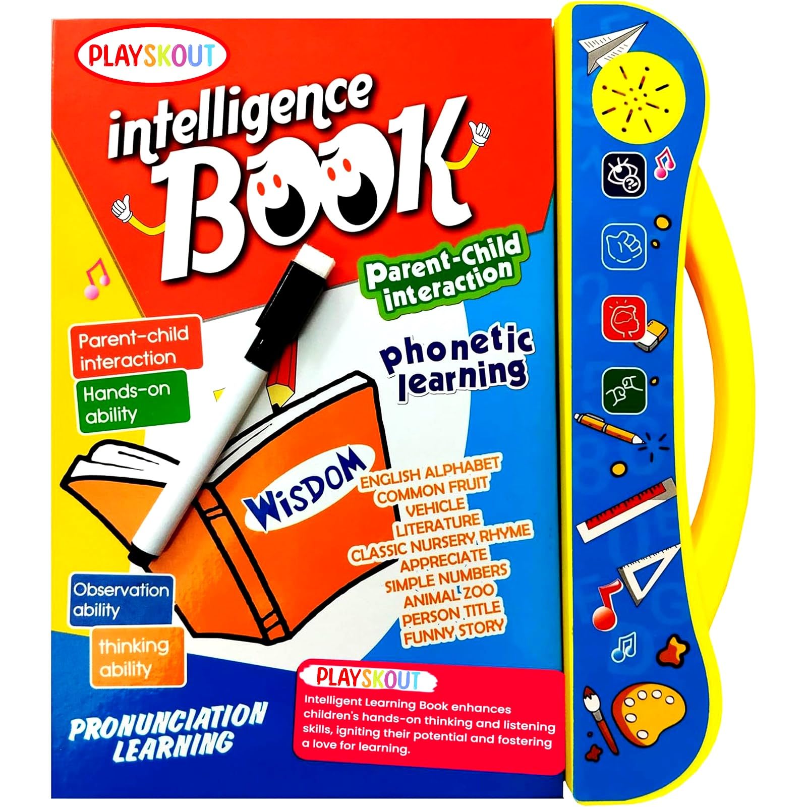 PLAYSKOUT Interactive Childrens Book | Musical English Educational Phonetic Learning Book for Kids | Intelligent Book for Kids and Fun Activities (B0D8BF3H87) Amazon Price History, Amazon Price Tracker