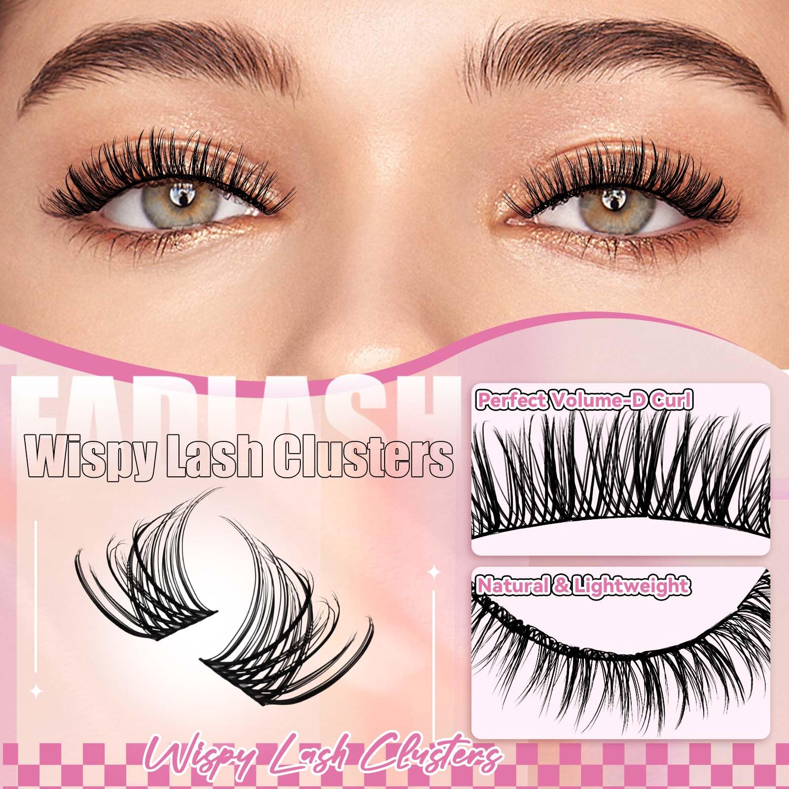 FADLASH Faux Cils FADLASH Cluster Individuel Cils a Cils 144pcs 0.07D 8-16mm DIY Réutilisable Extension Cils Bouquet(F5)