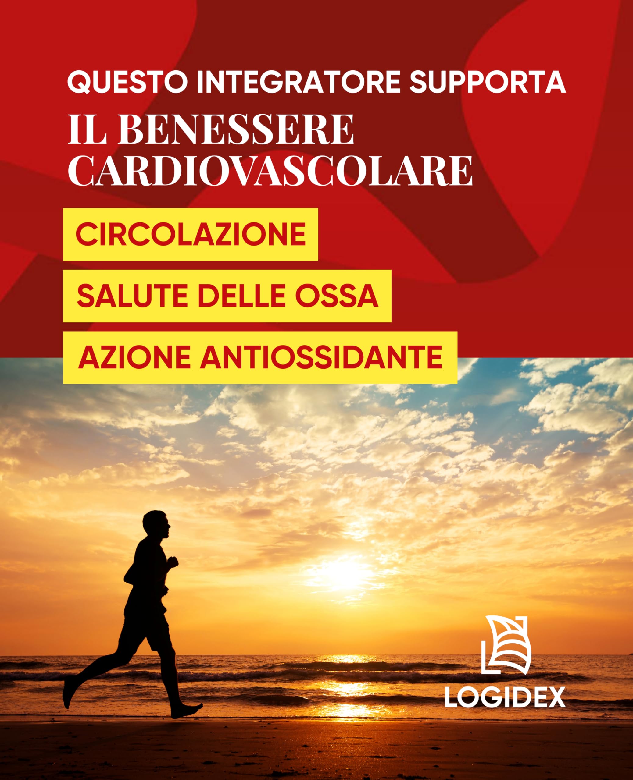 Loxicor K2 - Integratore Vitamina K con Polidatina Antiossidante (100mg), Vitamina D3 e Coenzima Q10 | Formula Avanzata per Cuore e Circolazione | 30 Compresse - Logidex