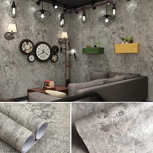 burgeliy Papel tapiz de hormigón para pared, papel tapiz de hormigón para paredes, papel tapiz de cemento para despegar y pegar, vinilo autoadhesivo