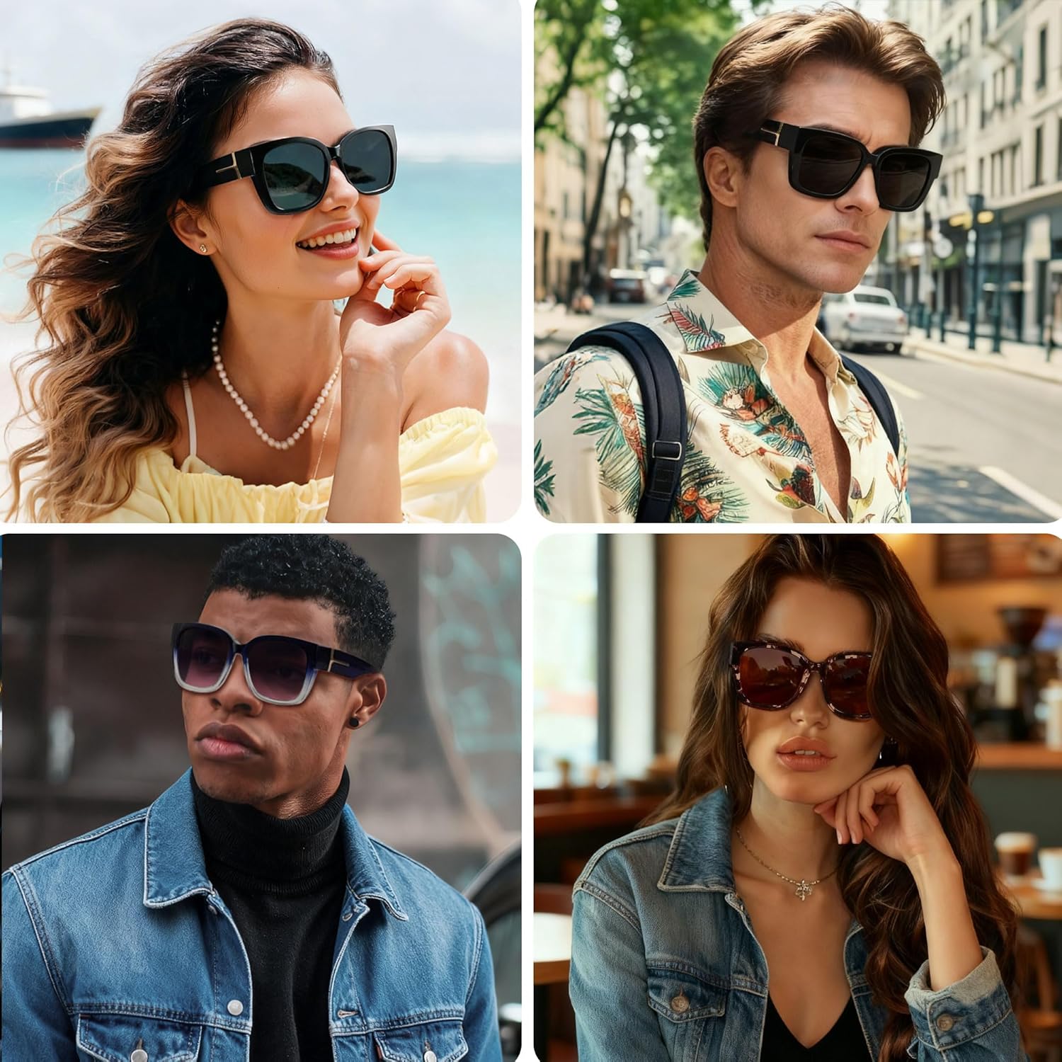 ANDWOOD Polarized Sunglasses Fit Over Glasses for Women Men Oversized Square Shades UV400 Protection - Image 2