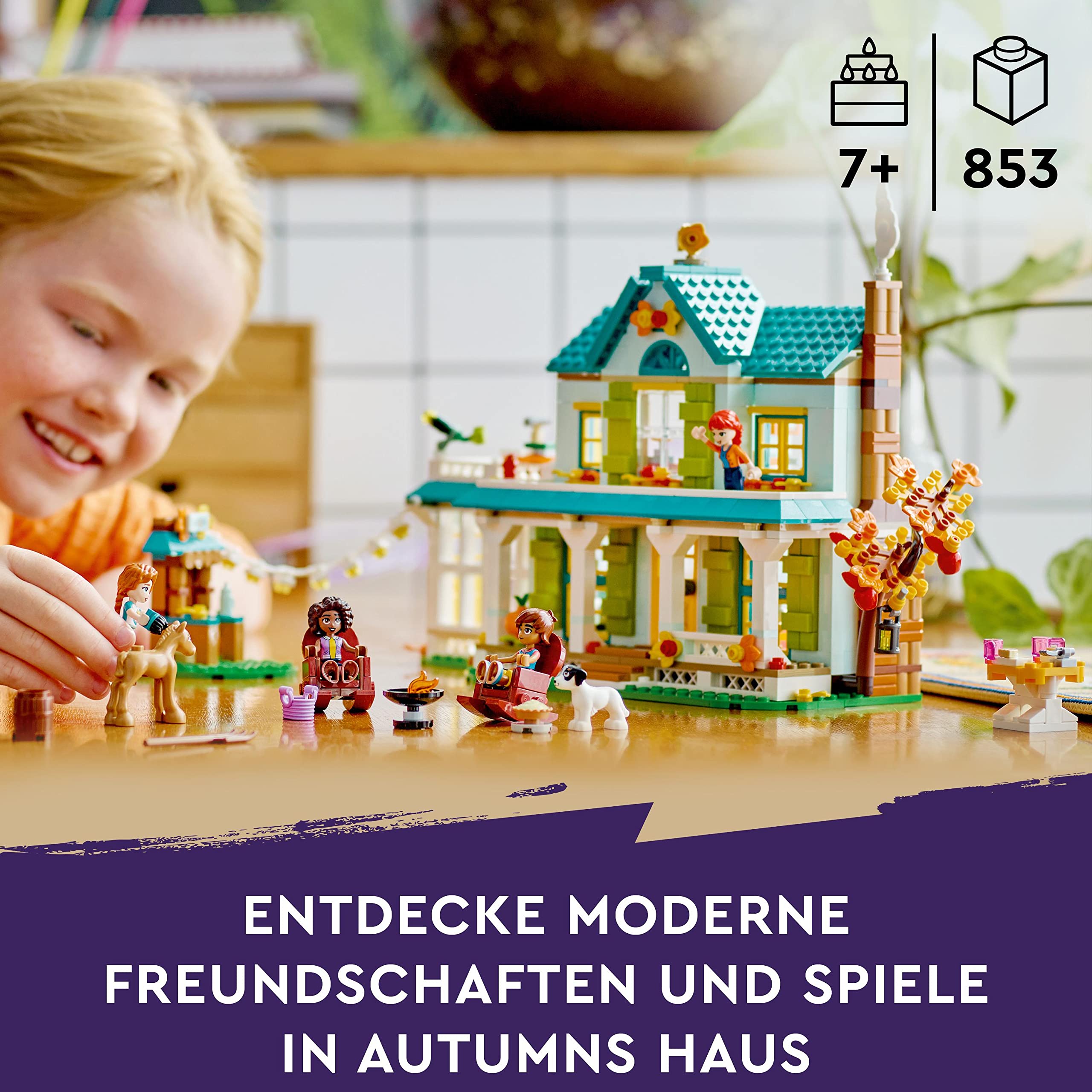 LEGO 41730 Friends Autumns Haus, Puppenhaus mit Tierfiguren und Zubehör, Mini-Puppen Autumn, Mia und Haustieren, Spielzeug für Mädchen und Jungen ab 7 Jahren, 2023 Charaktere