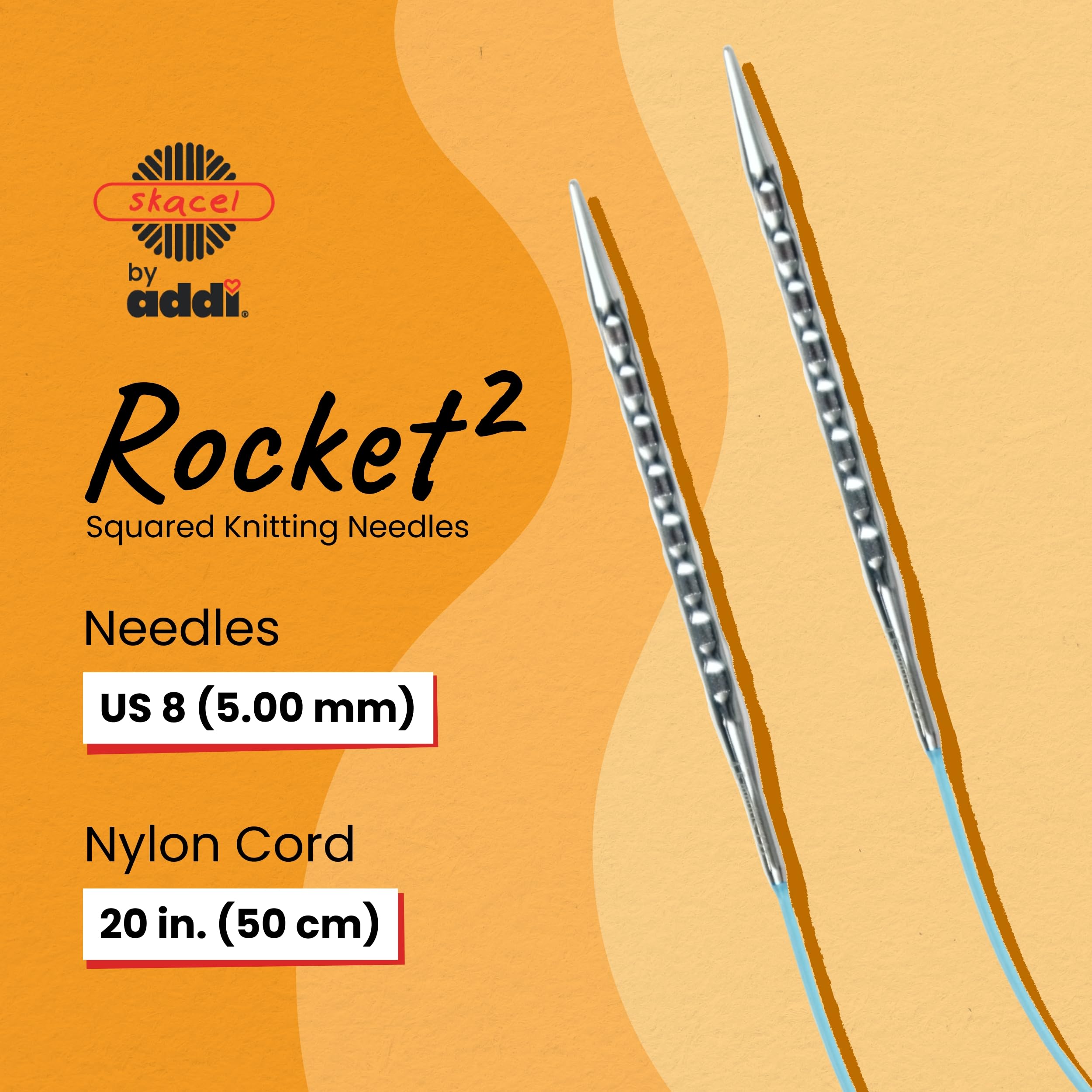 addi Rocket2 [kwadratowe] okrągłe druty do robienia na drutach - 50 cm, US 8 (5,0 mm)