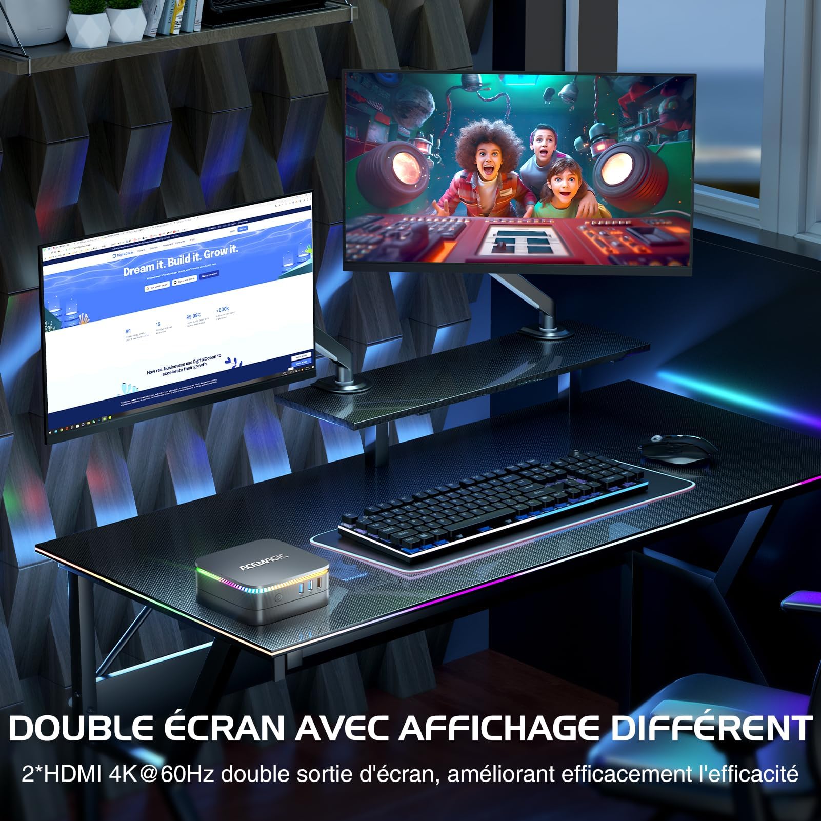 Générique Mini PC, 12th Alder Lake N-95 (up to 3.40 Ghz), 16GB DDR4 512GB SSD Mini Computer with Win 11 Pro | WiFi 5 | BT 4.2 | 4K UHD | RGB | RJ45, for Office Home Theatre