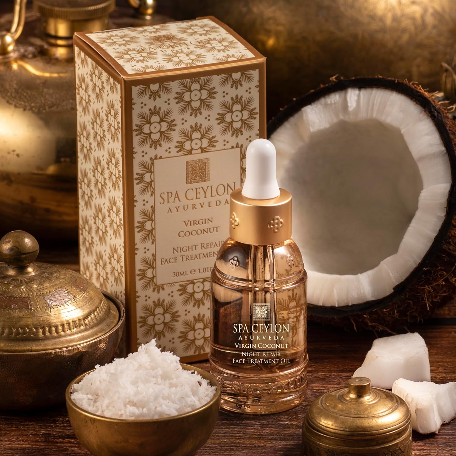 SPA CEYLON Virgin Coconut Night Repair Face Treatment Oil | Hydrating Overnight Face Oil | Organic Coconut Oil | 30ml - Image 5