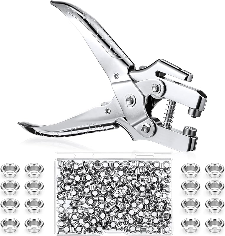 Grommet Tool Kit Eyelet Plier, Silver, 3/16 Inch
