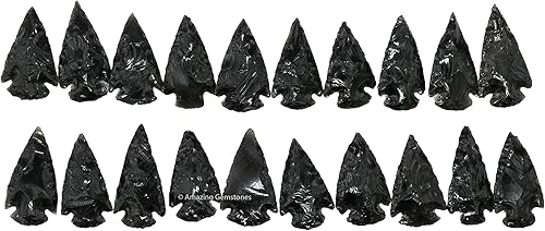 Miniatura 2 de Amazing Gemstone 20 puntas de flecha de obsidiana negra, cristal y piedra curativa, cabeza de flecha de roca pedernal  puntas de flecha de 1 a 1.5