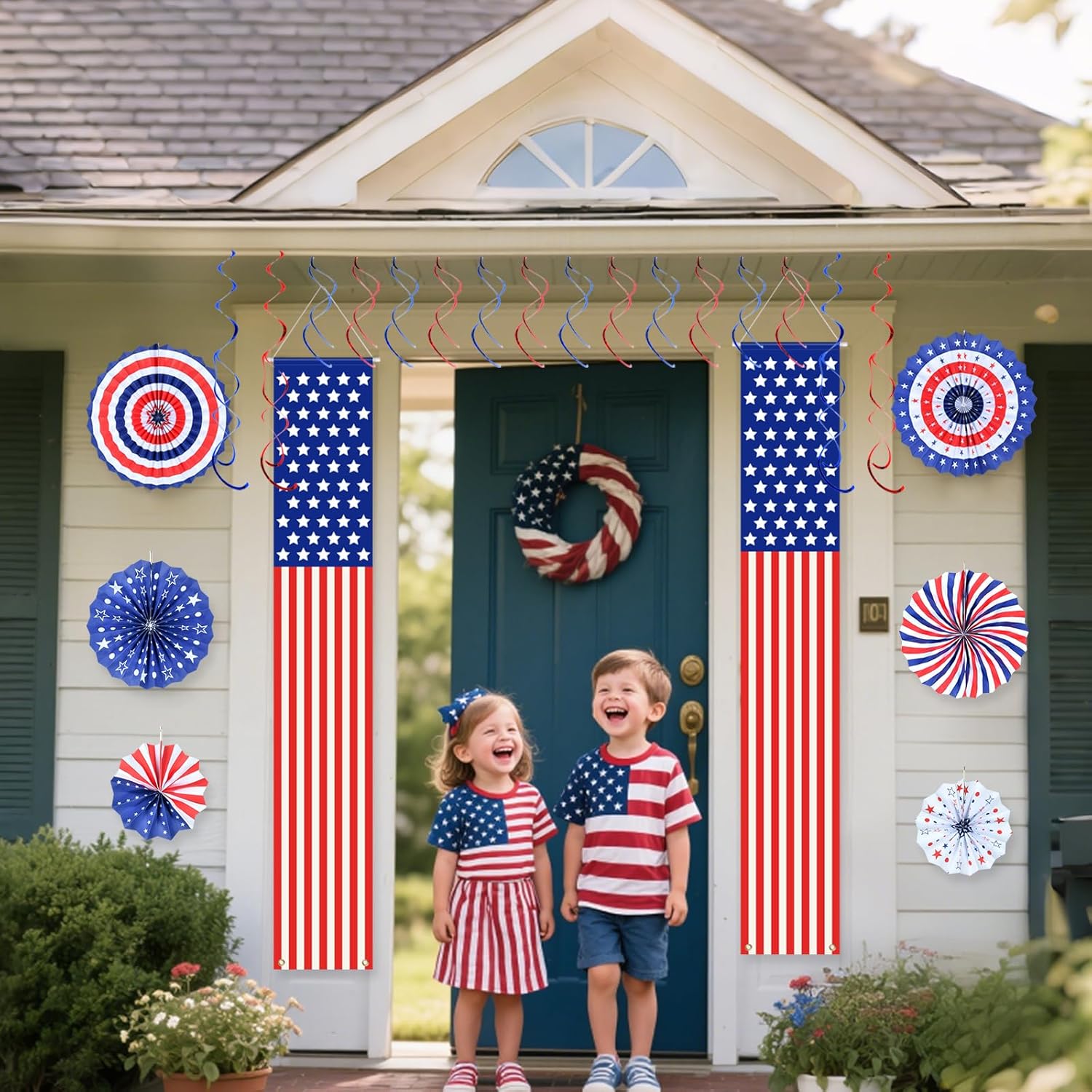 4th of July Decorations Patriotic Decor Set - Red White Blue Home Parties Accessorie for Fourth July Memorial Flag Labor Day