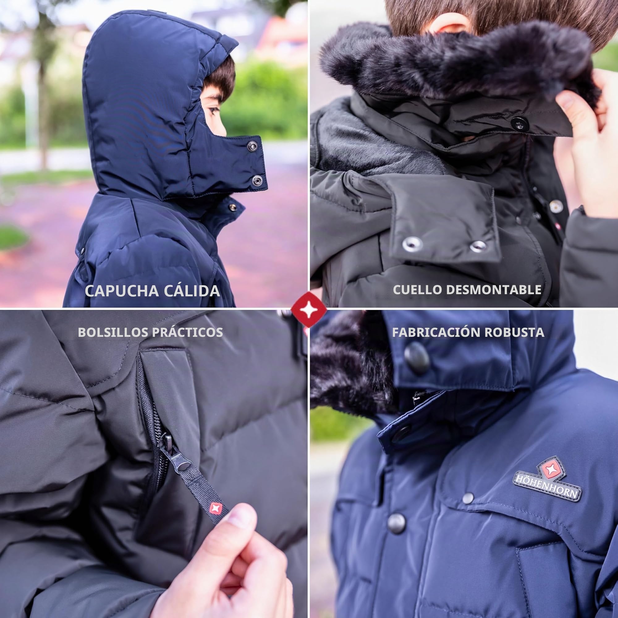 Höhenhorn Bergoo Chaqueta de invierno para niños, chaqueta acolchada para niño, forrada