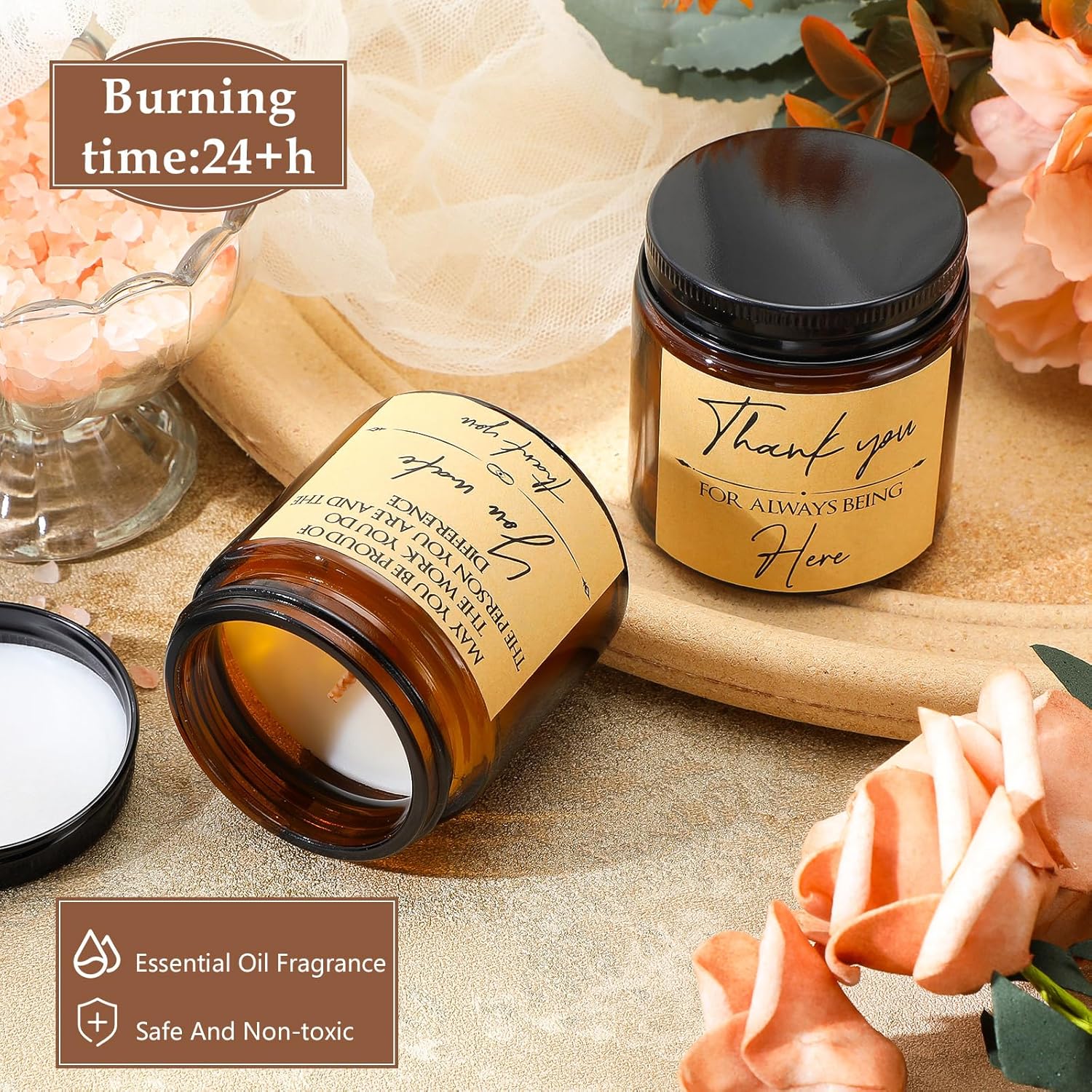 MTLEE 18 Pcs Thank You Gifts Candles Scented for Women Employee Appreciation Gifts Inspirational for Teacher Friend Men Women Housekeeping Week Graduation Mother's Day Birthday Favors(Stylish)