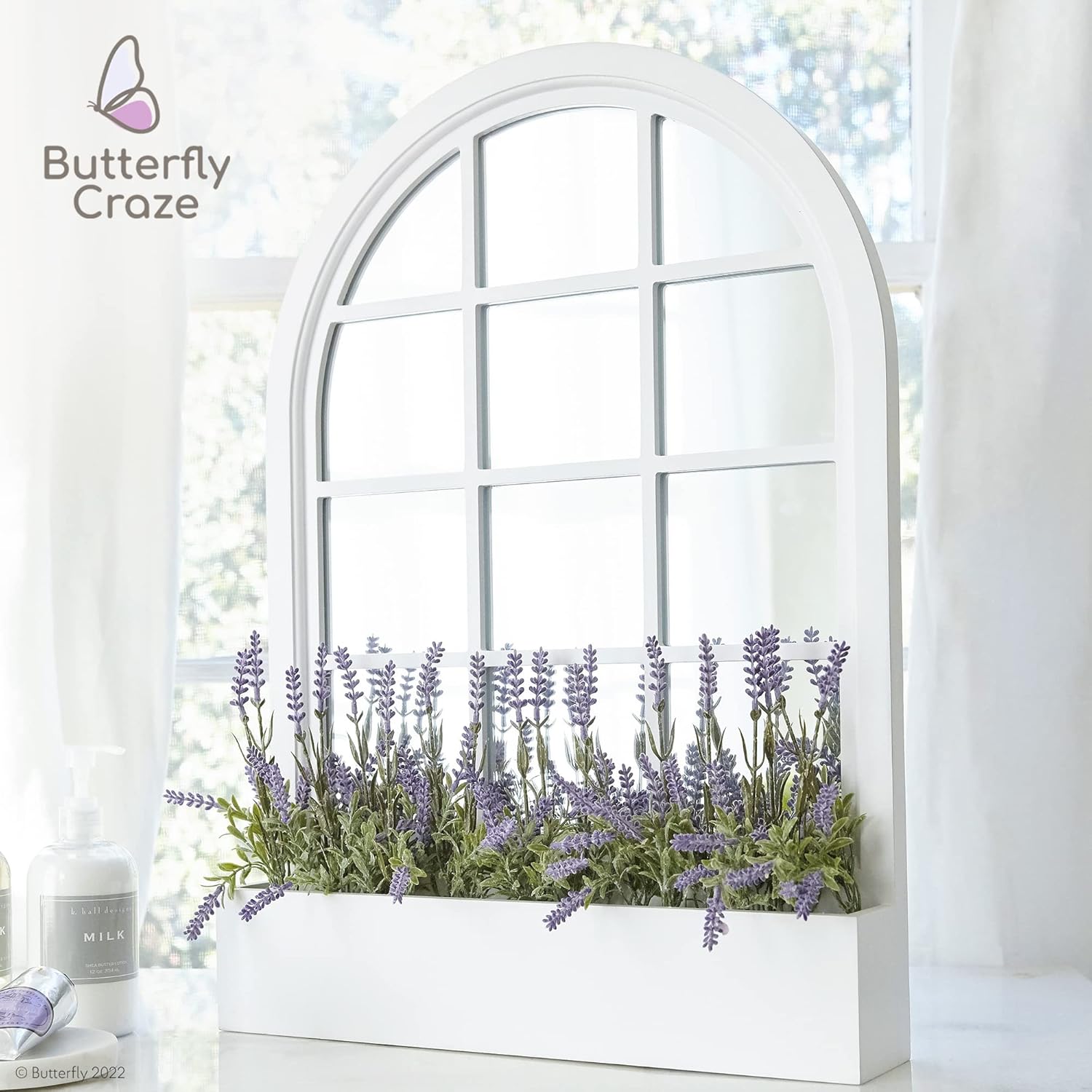 Butterfly Craze Lavender Flower Stems - Lifelike Outdoor Artificial Plants - DIY Crafts & Floral Picks - Planter Filler & Window Flower Box - Pack of 8, 14.5"-16.5" Violet & Green - Image 8