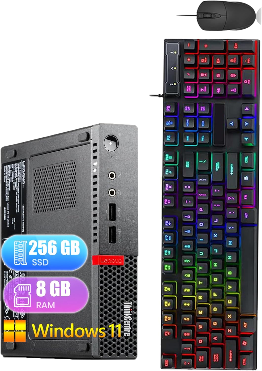 Lenovo ThinkCentre M910q Tiny Desktop Computer Windows 11 Pro - Intel Core i5-7500T 2.7GHz, 8GB RAM, 256GB SSD, USB 3.0, DisplayPort, WiFi, BT, Mini PC Win 11 (Renewed)