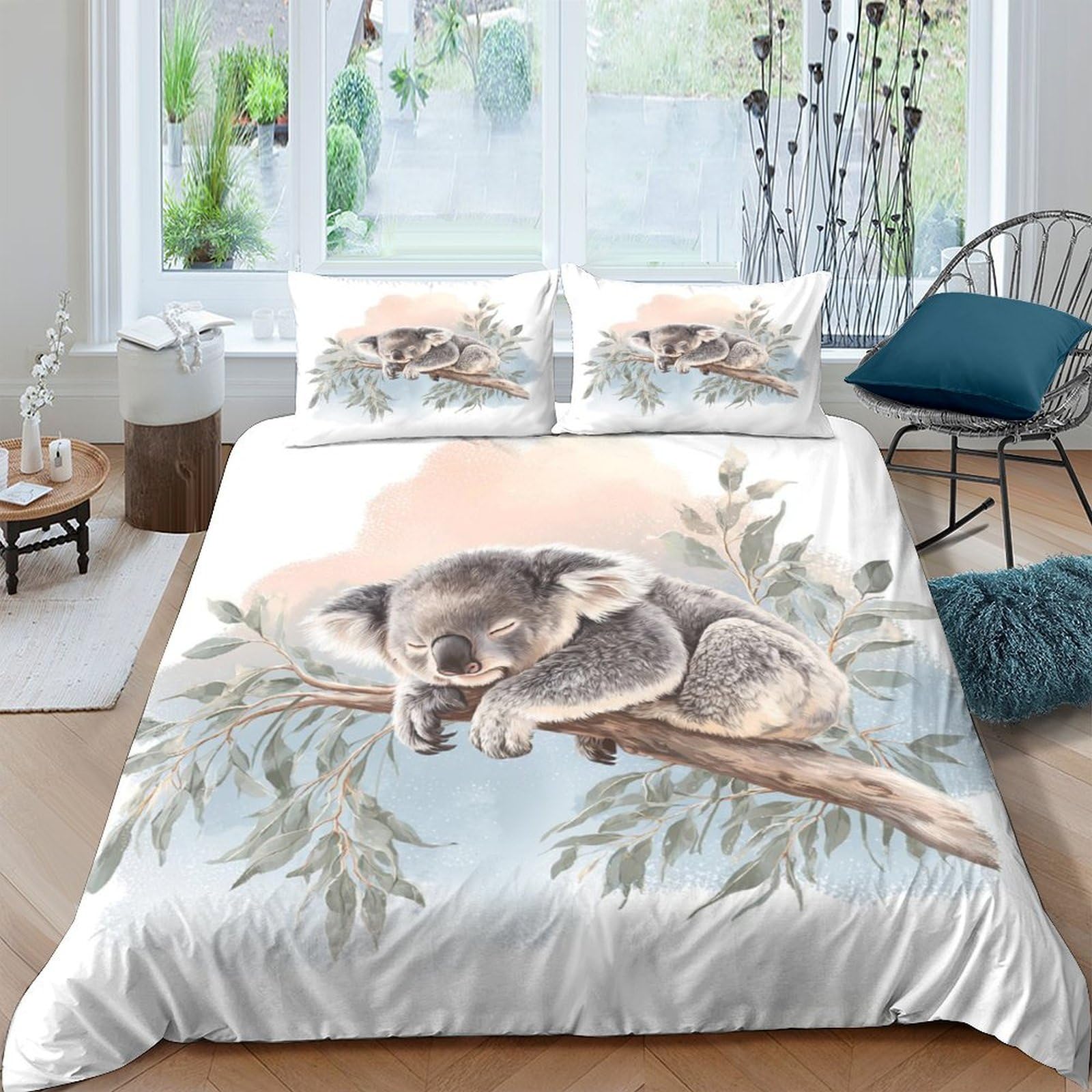 Ctjqhvkz Style-6 3D Printed Koala Tree Fitted Sheet Microfiber Soft Breathable Animal Mattress Cover For Bedroom Dorm Decoration Single（135X200cm）