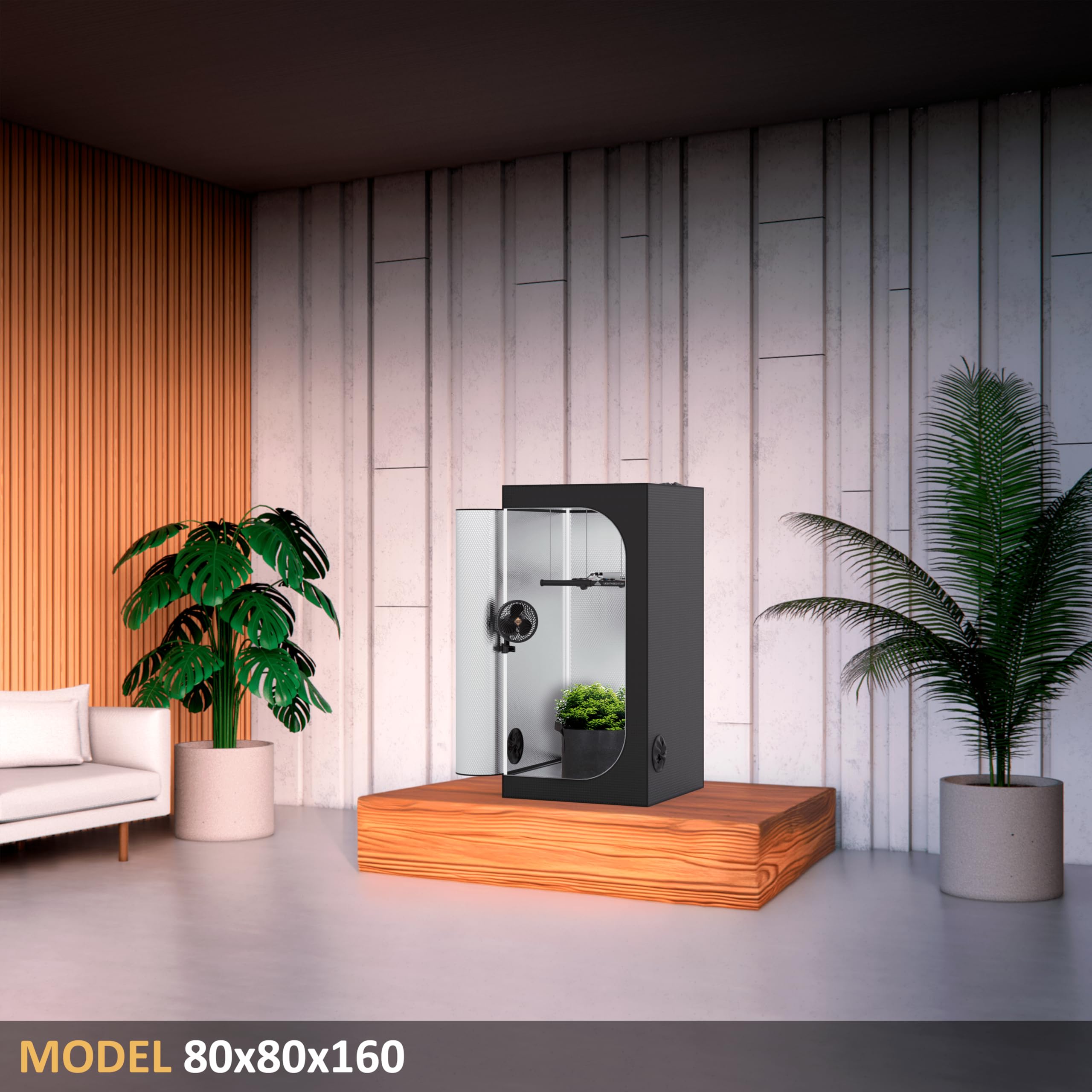 The Grow Deluxe D600 Growzelt 80x80x160 cm - Indoor Anbauzelt mit herausnehmbarer Wanne, hochreflektierendes Mylar licht- und wasserdicht
