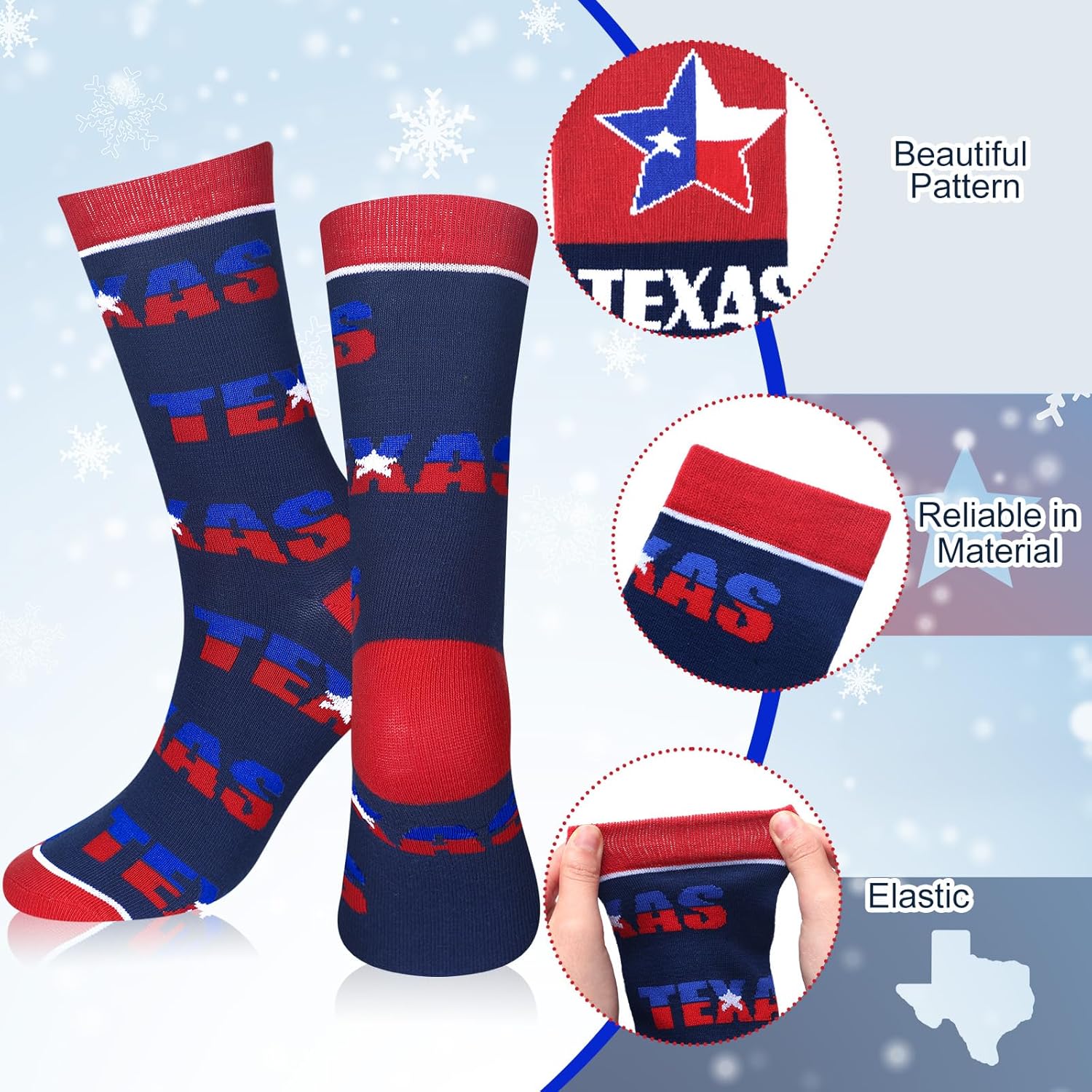 8 Pairs Texas City Crew Socks Colorful Funny Travel & Cities Souvenir Texas City Socks for Birthday Christmas Men Women Gifts - Image 3