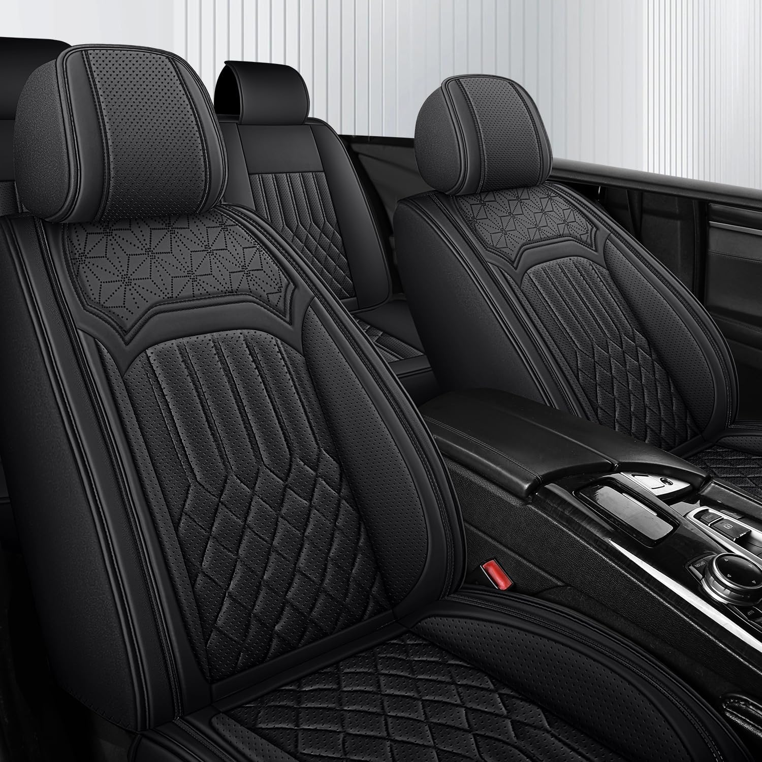 Seat Covers for Ford Ranger Pickup Truck 2019-2024 Full Set, Premium Nappa Leather Waterproof Breathable Non-Slip Wear Resistant Car Seats Protector, Durable Car Interior Seats Cover Cushion (Black)