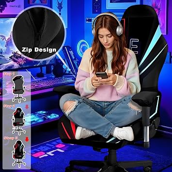 4PCS Gaming Chair Slipcover with Armrest Covers Stretch Elastic Polyester B