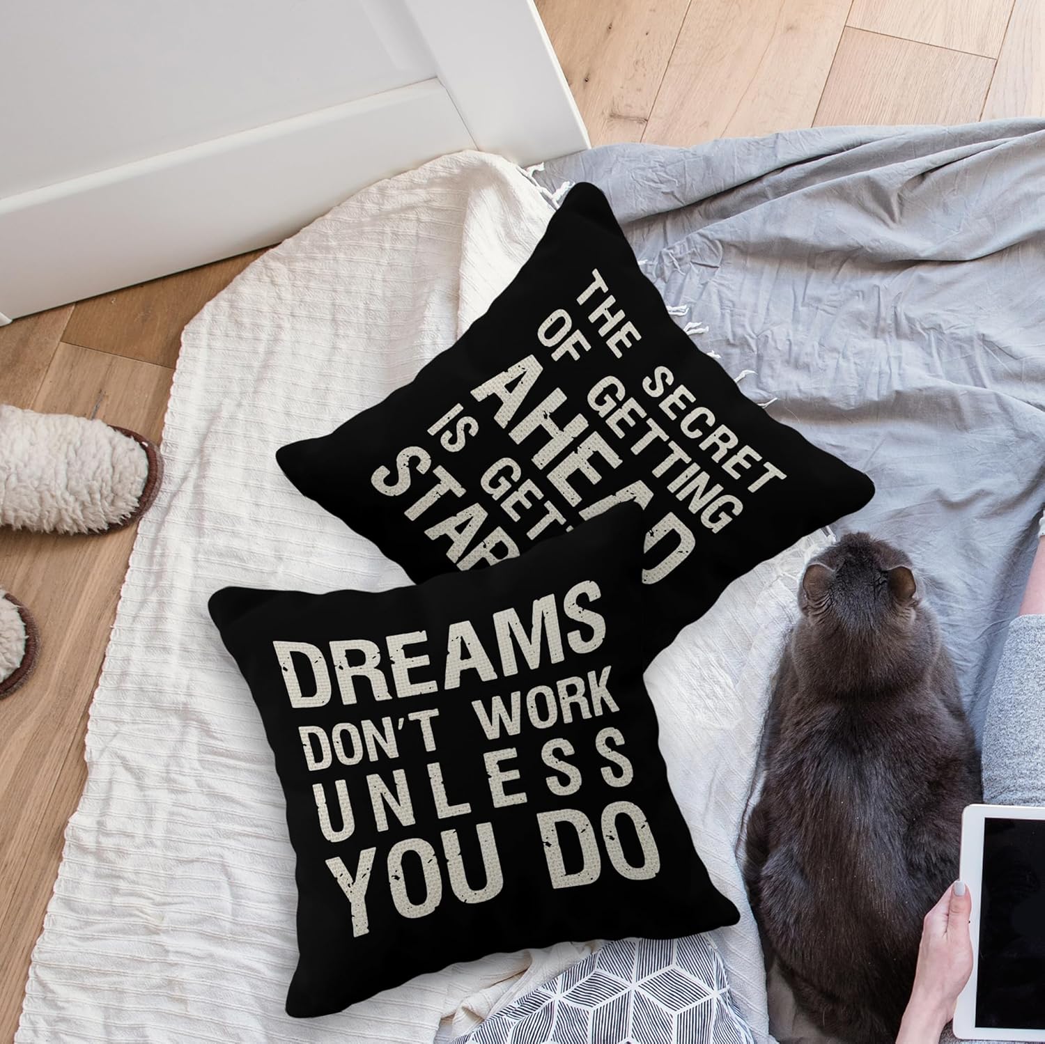 Inspiring Saying Quote Motivational Phrases Nursery Throw Pillow Case, 18 x 18 Inch Set of 6, Gifts Teens Adults Living Room Office Classroom College Decoration, Pillows Cover for Sofa Couch Bed - Image 3