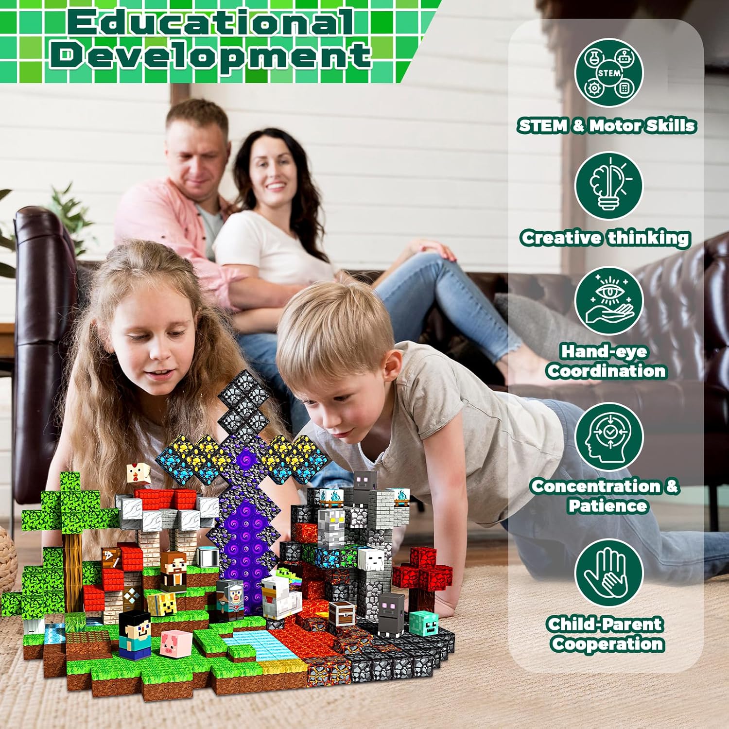 500 PCS 0.8in Magnetic Blocks - Easter Magnet Toys for Kids, Boys and Girls, Magnetic Building Blocks Cubes, Stacking Magnets for Kids, Birthday Gifts for Boys and Girls Age 3+ Years Old