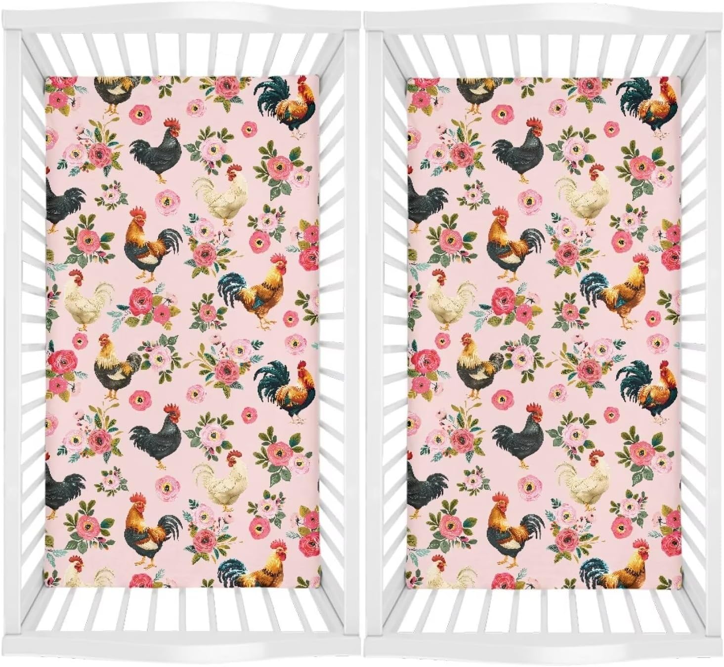 Dog Paws Print Bassinet Fitted Sheets for Baby Bedside Bassinet & Bedside Sleeper 2 Packs Diaper Changing Pad Covers with Elastic Edges