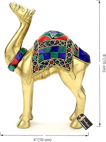 Miniatura 5 de Two Moustaches Piedras preciosas Trabajo 6 pulgadas Latón Camello Showpiece Standard, Paquete de 1