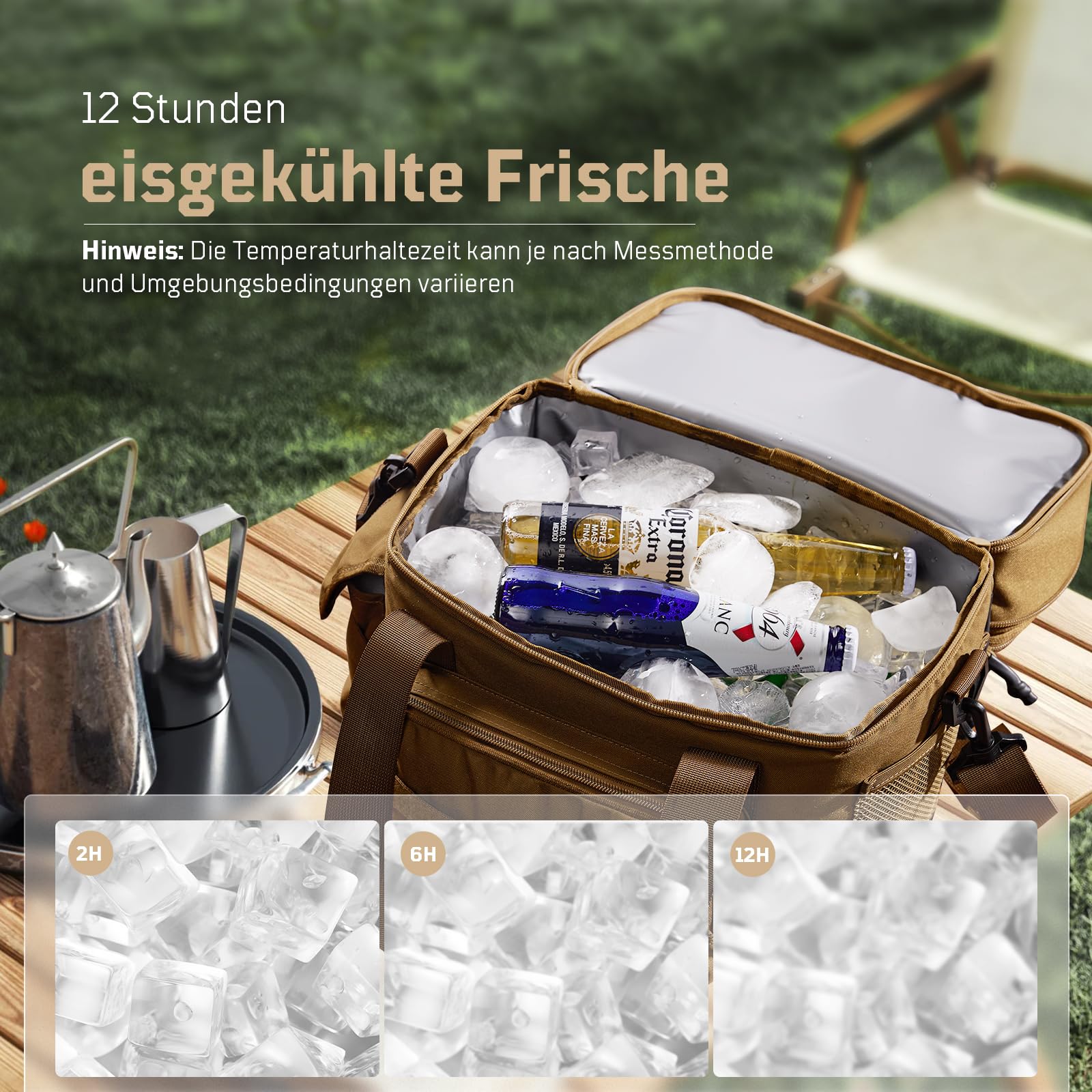 1TG Tactical Isolierte Lunch-Tasche, 18L-26L erweiterbare Lunchbox, auslaufsichere große Kühltasche mit Schultergurt, Wiederverwendbare Lunch-Tasche für Arbeit, Reisen, Camping, Picknick, Strand